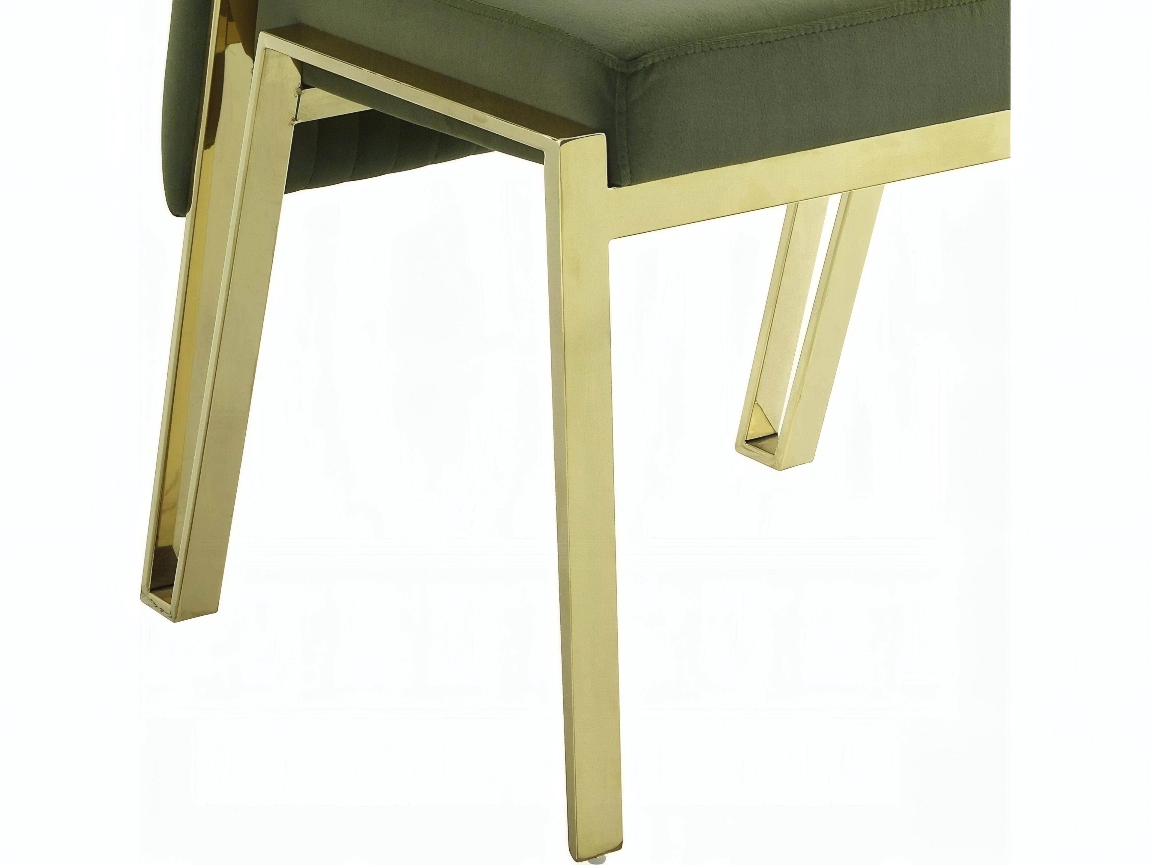 Acme Furniture Fallon Green Velvet Upholstered Armless Dining Chair Set of 2