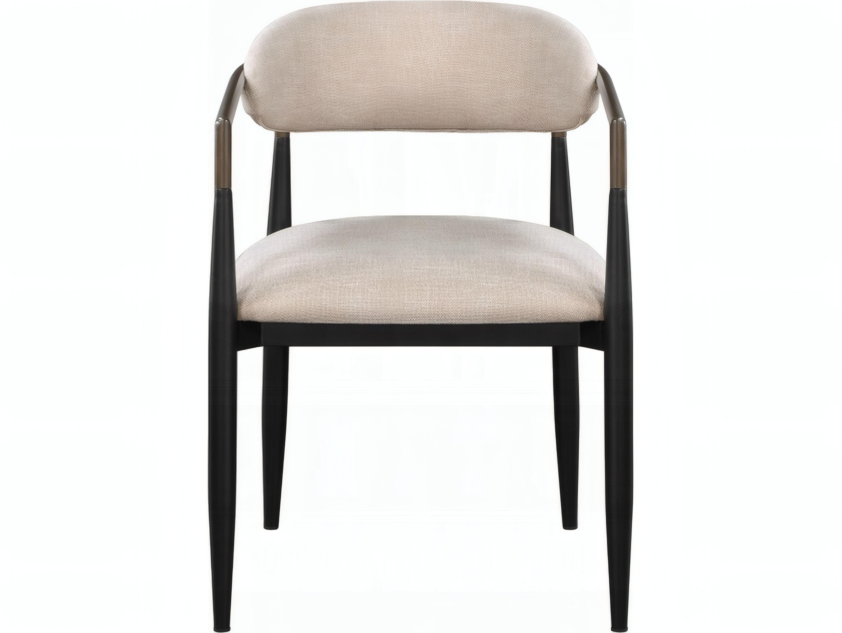 Acme Furniture Jaramillo Solid Wood Beige Upholstered Arm Dining Chair Set of 2