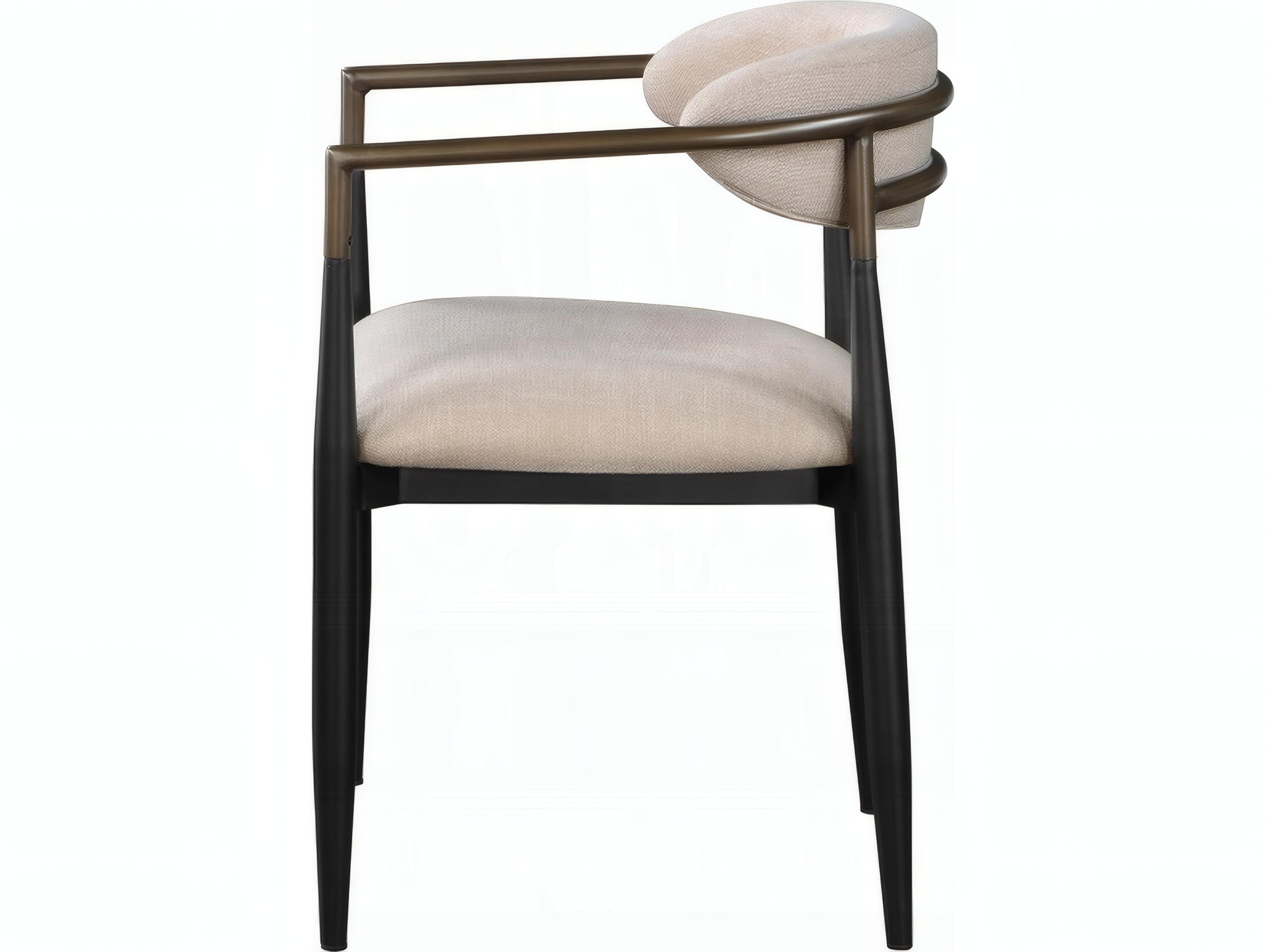 Acme Furniture Jaramillo Solid Wood Beige Upholstered Arm Dining Chair Set of 2