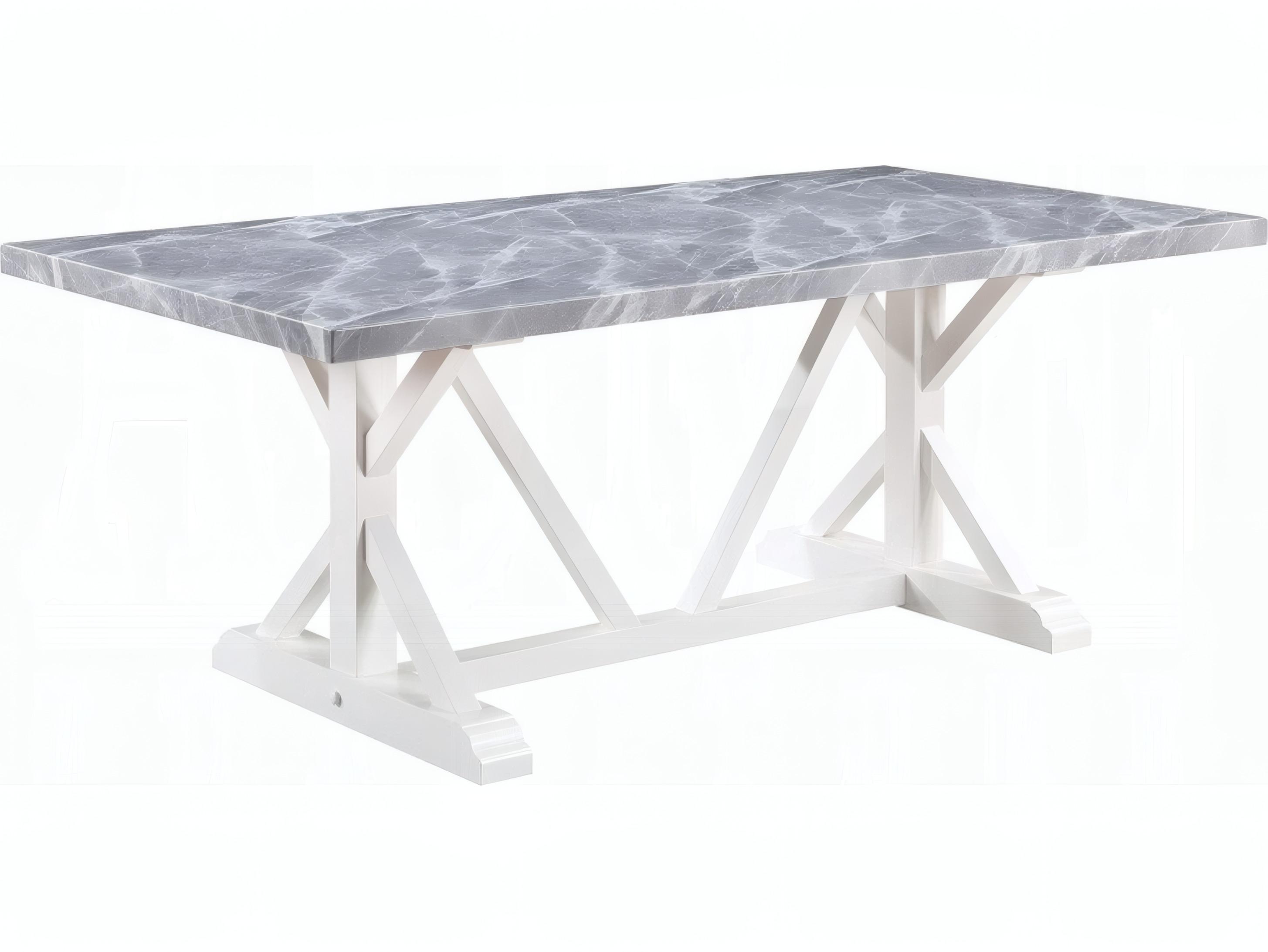 Acme Furniture Hollyn Rectangular Faux Stone Engineered White Dining Table