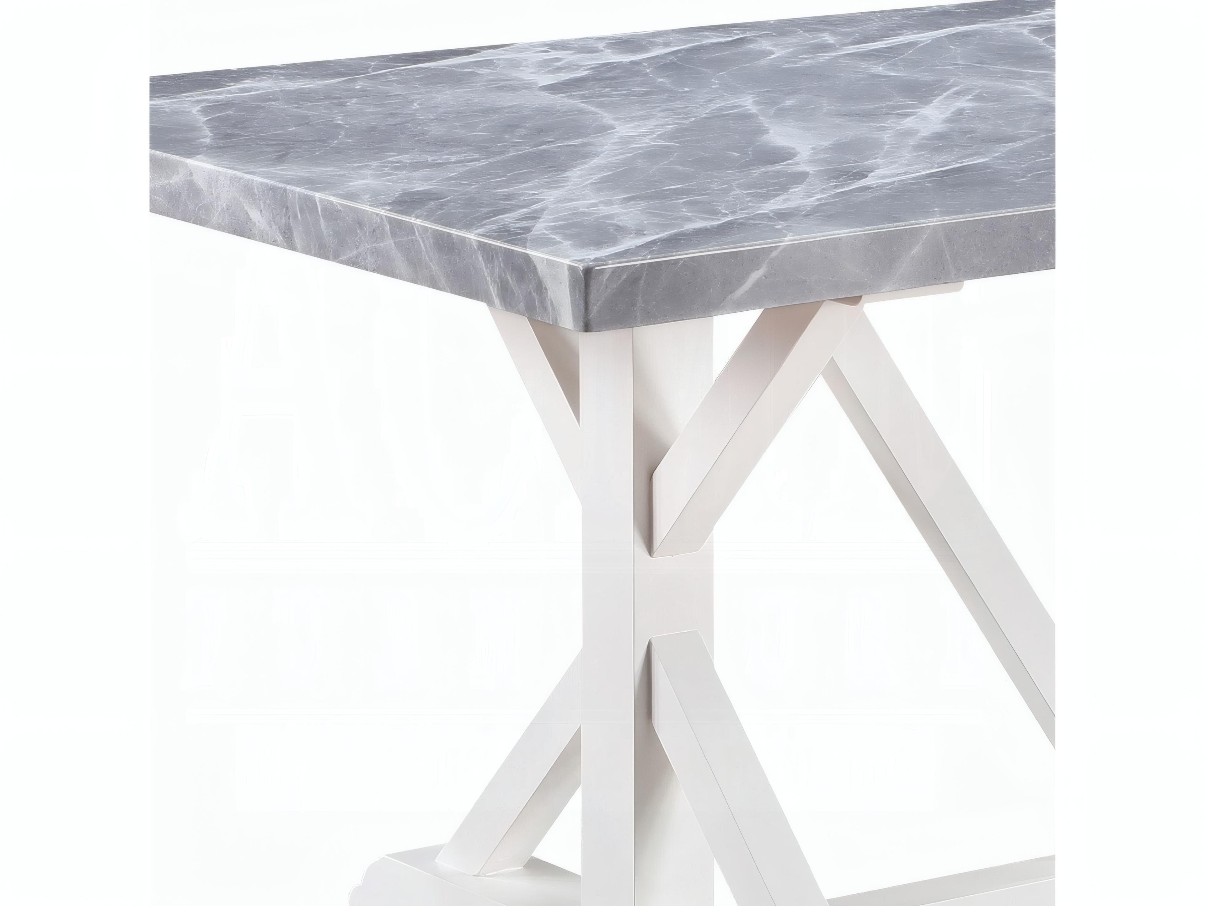 Acme Furniture Hollyn Rectangular Faux Stone Engineered White Dining Table