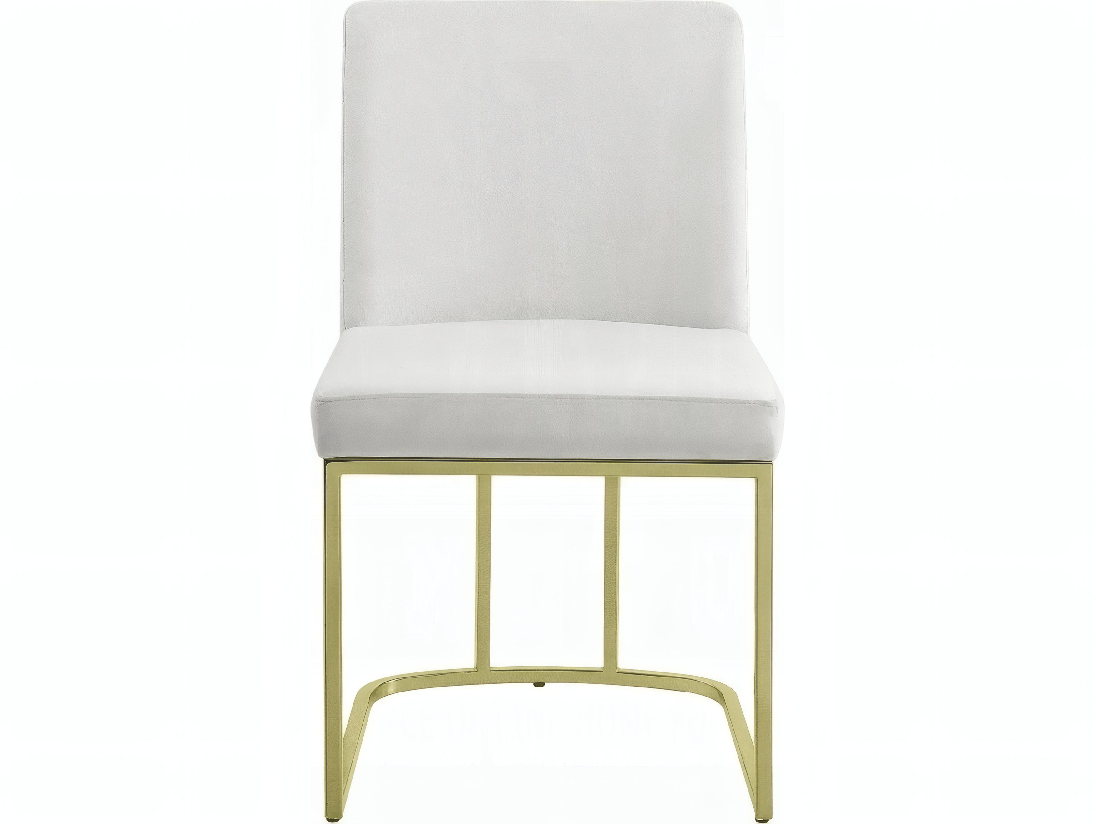 Acme Furniture Plywood White Velvet Upholstered Armless Dining Chair Set of 2