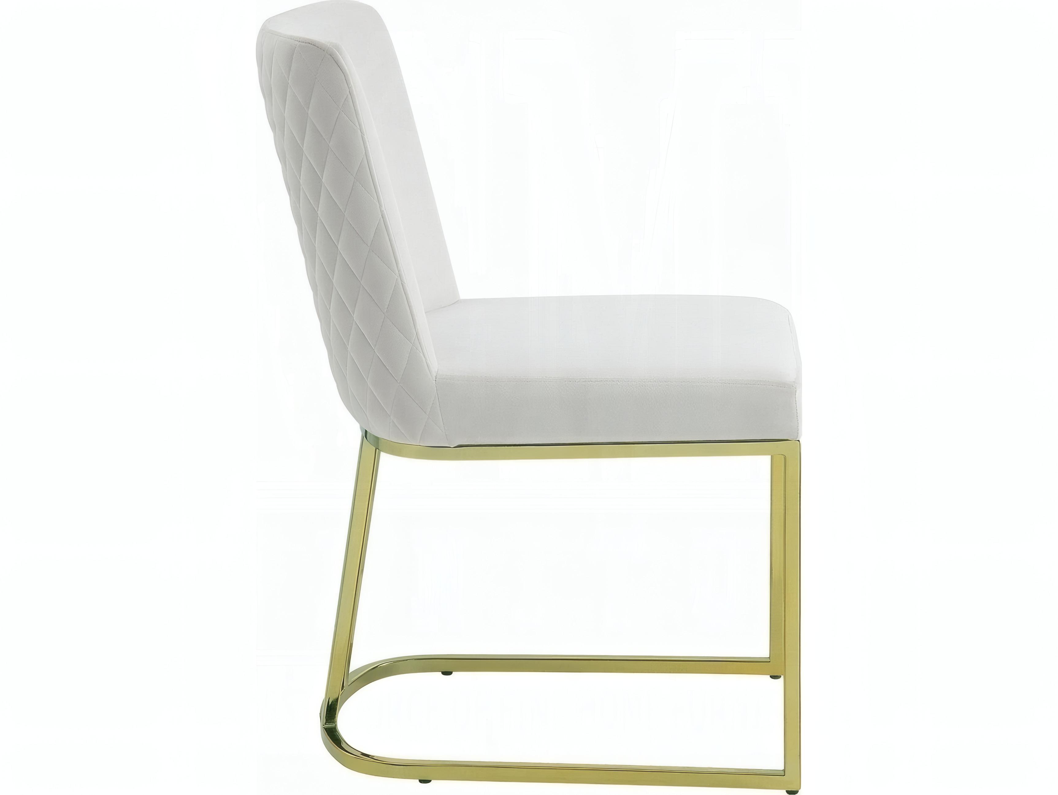 Acme Furniture Plywood White Velvet Upholstered Armless Dining Chair Set of 2