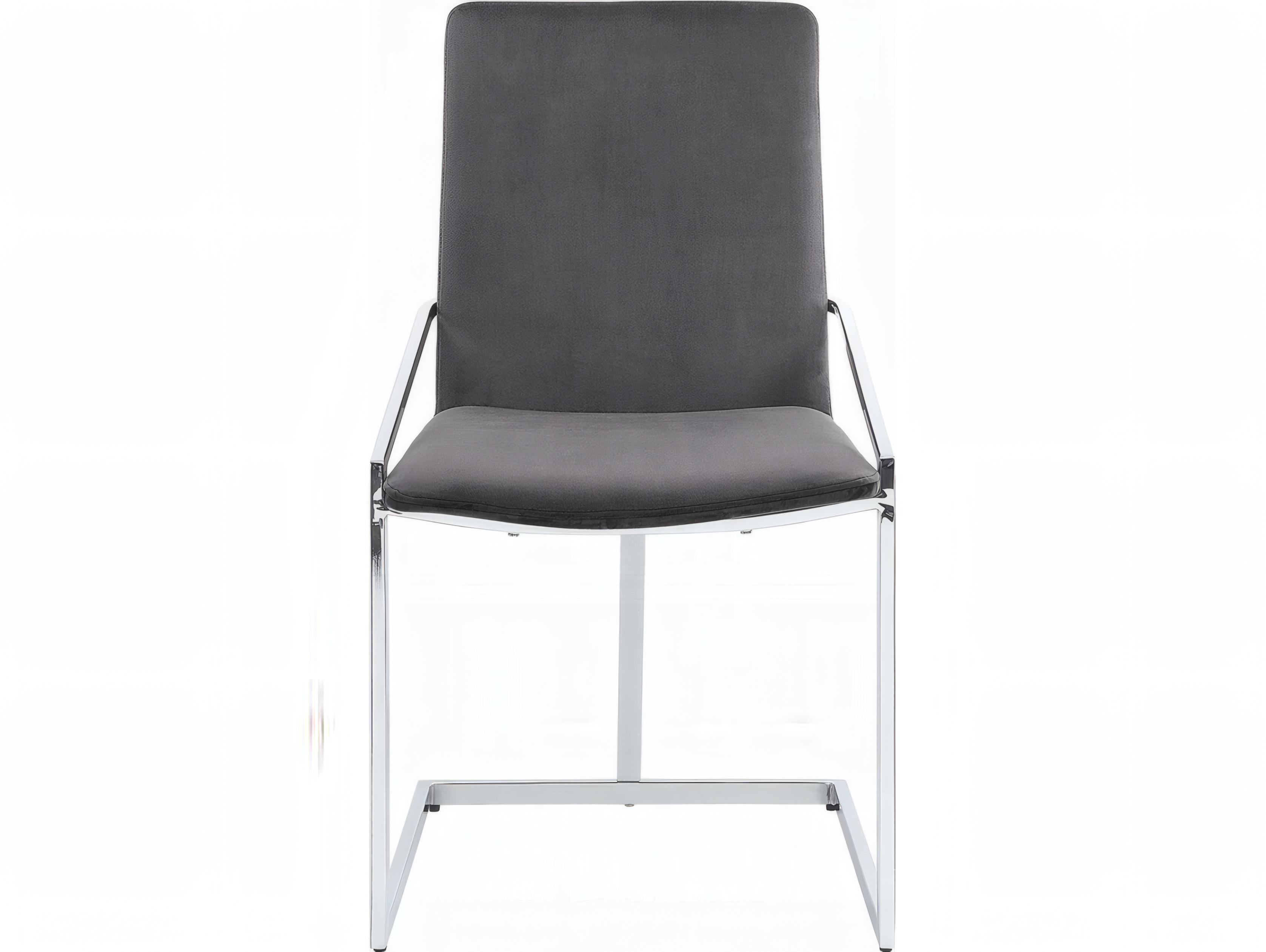 Acme Furniture Plywood Gray Velvet Upholstered Armless Dining Chair Set of 2