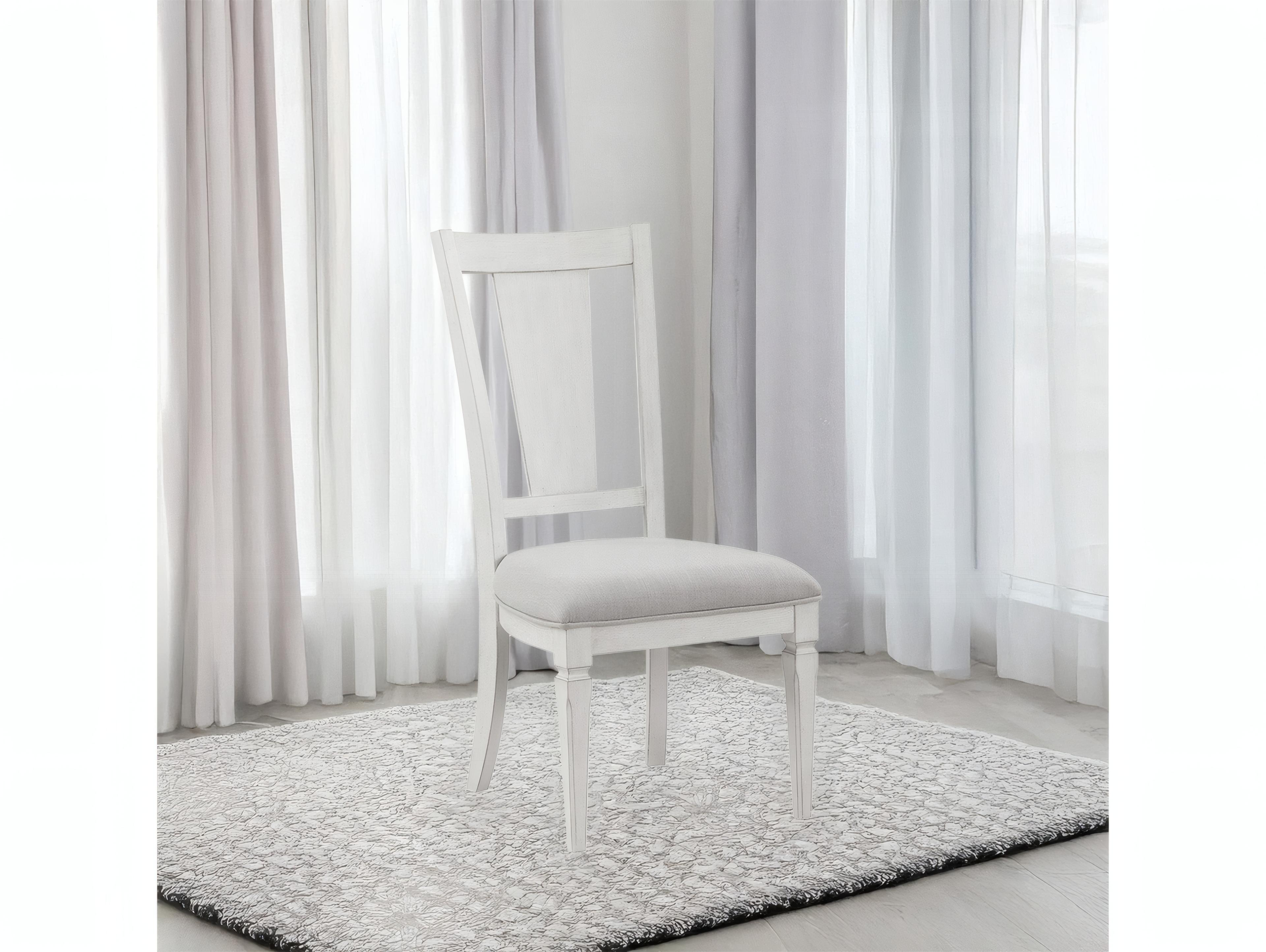 Acme Furniture Katia Rubberwood White Upholstered Armless Dining Chair Set of 2