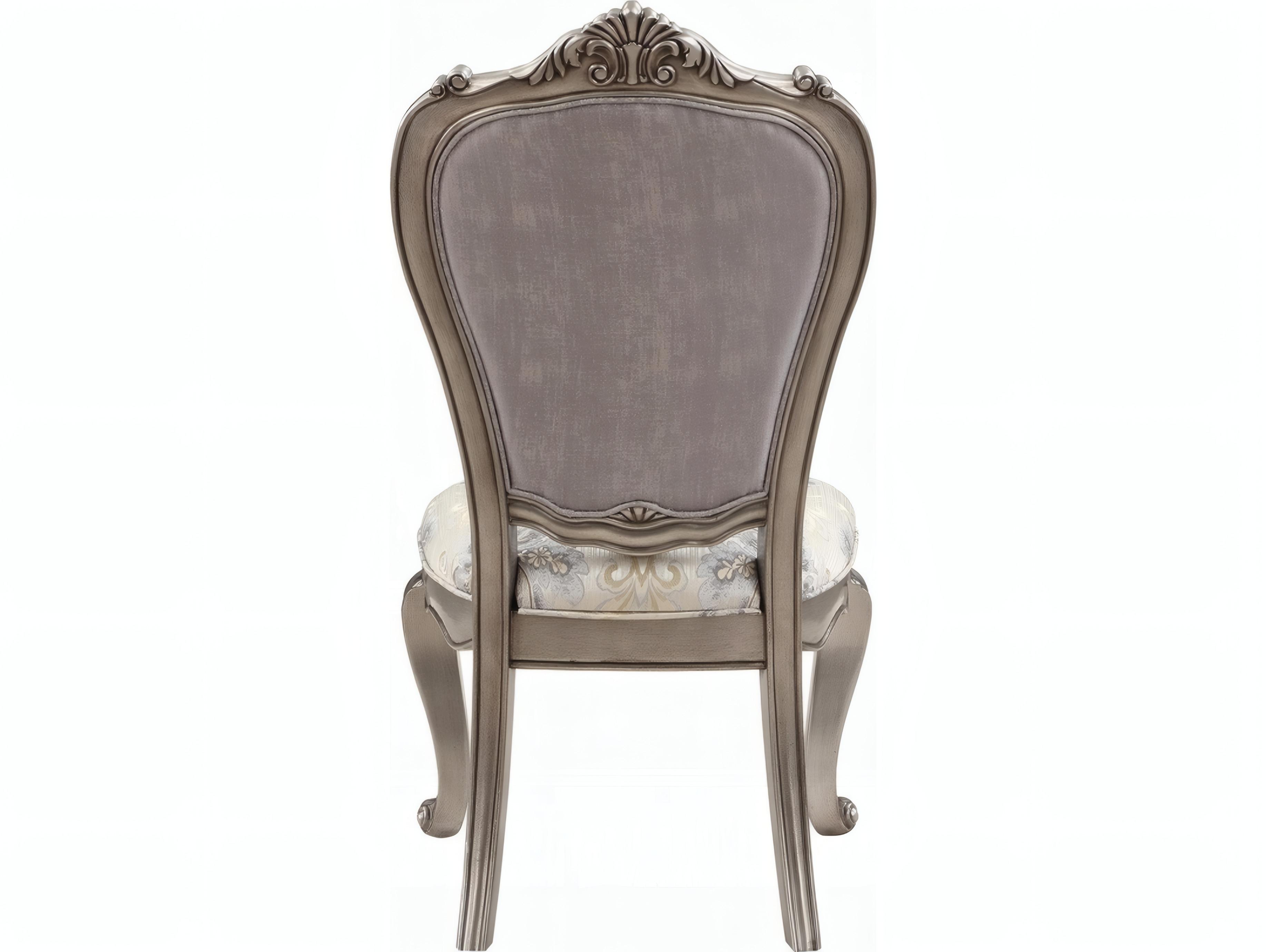 Acme Furniture Ariadne Rubberwood Silver Upholstered Armless Dining Chair Set of 2