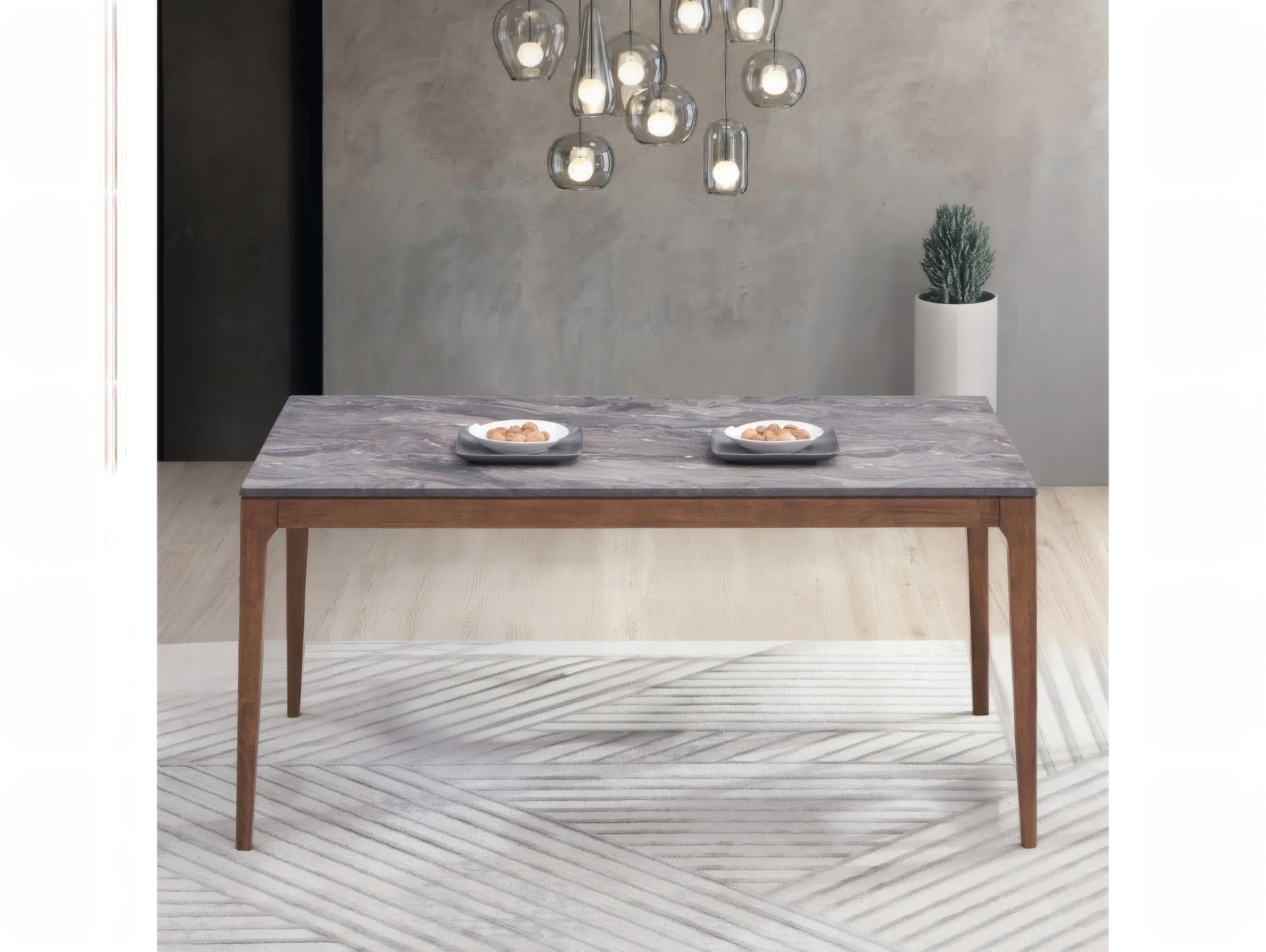 Acme Furniture Bevis Rectangular Engineered Stone Walnut Dining Table