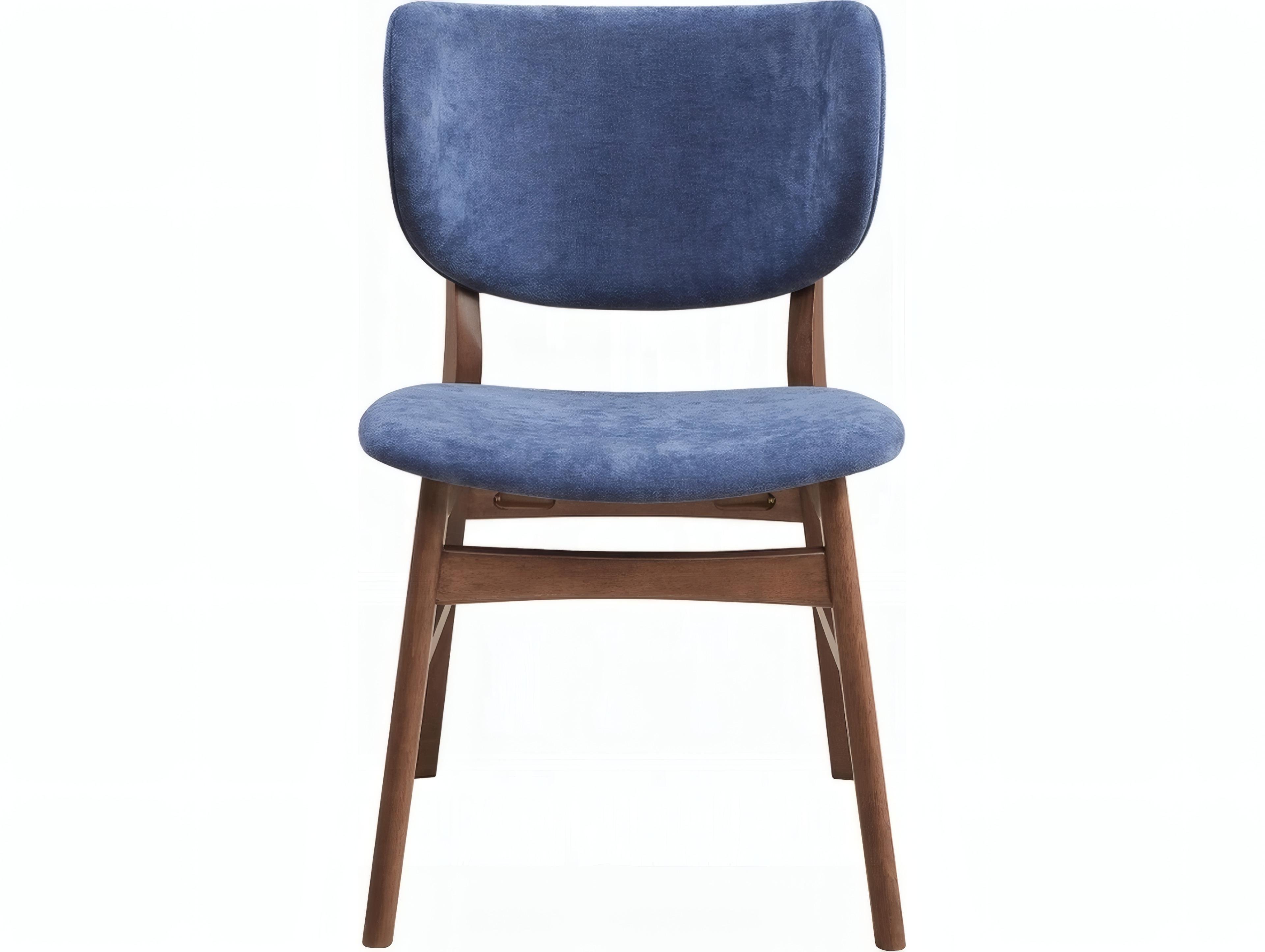 Acme Furniture Bevis Rubberwood Blue Upholstered Armless Dining Chair Set of 2