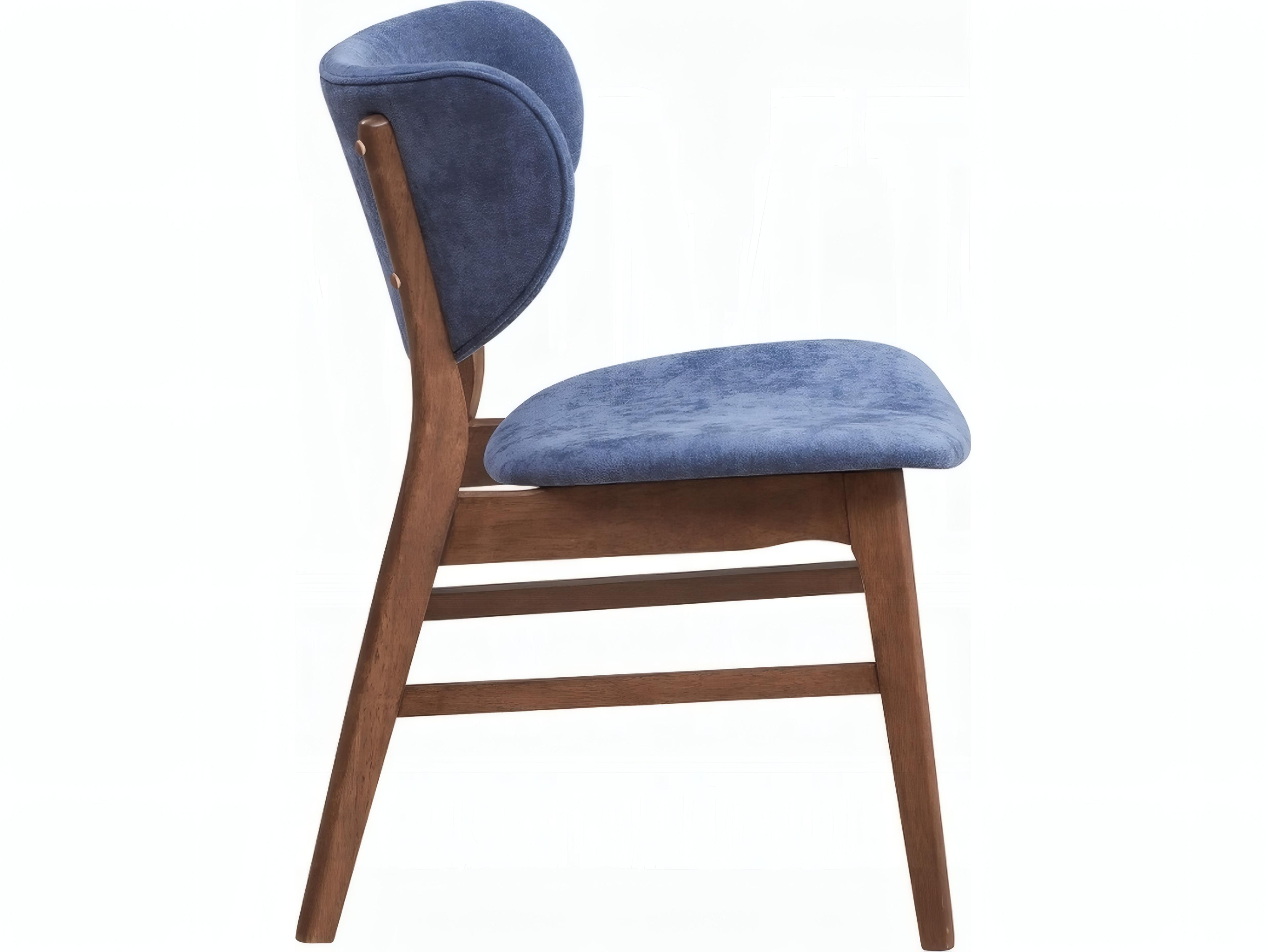 Acme Furniture Bevis Rubberwood Blue Upholstered Armless Dining Chair Set of 2