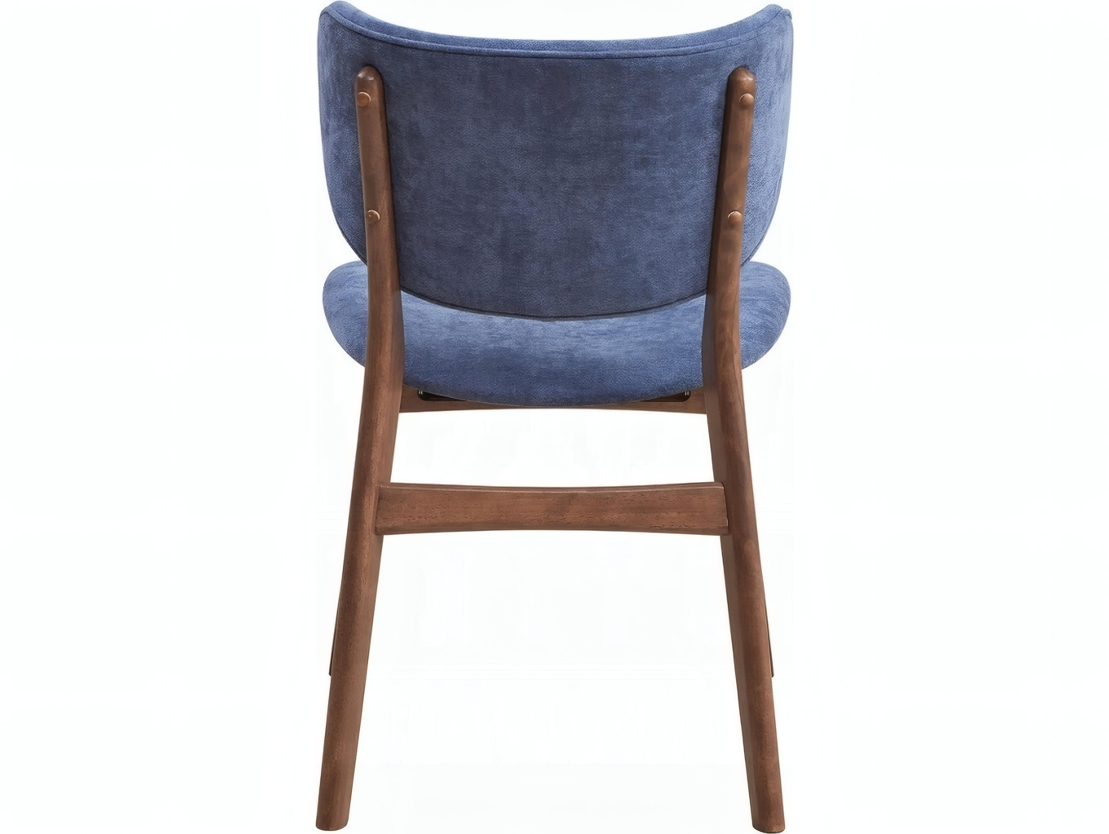 Acme Furniture Bevis Rubberwood Blue Upholstered Armless Dining Chair Set of 2