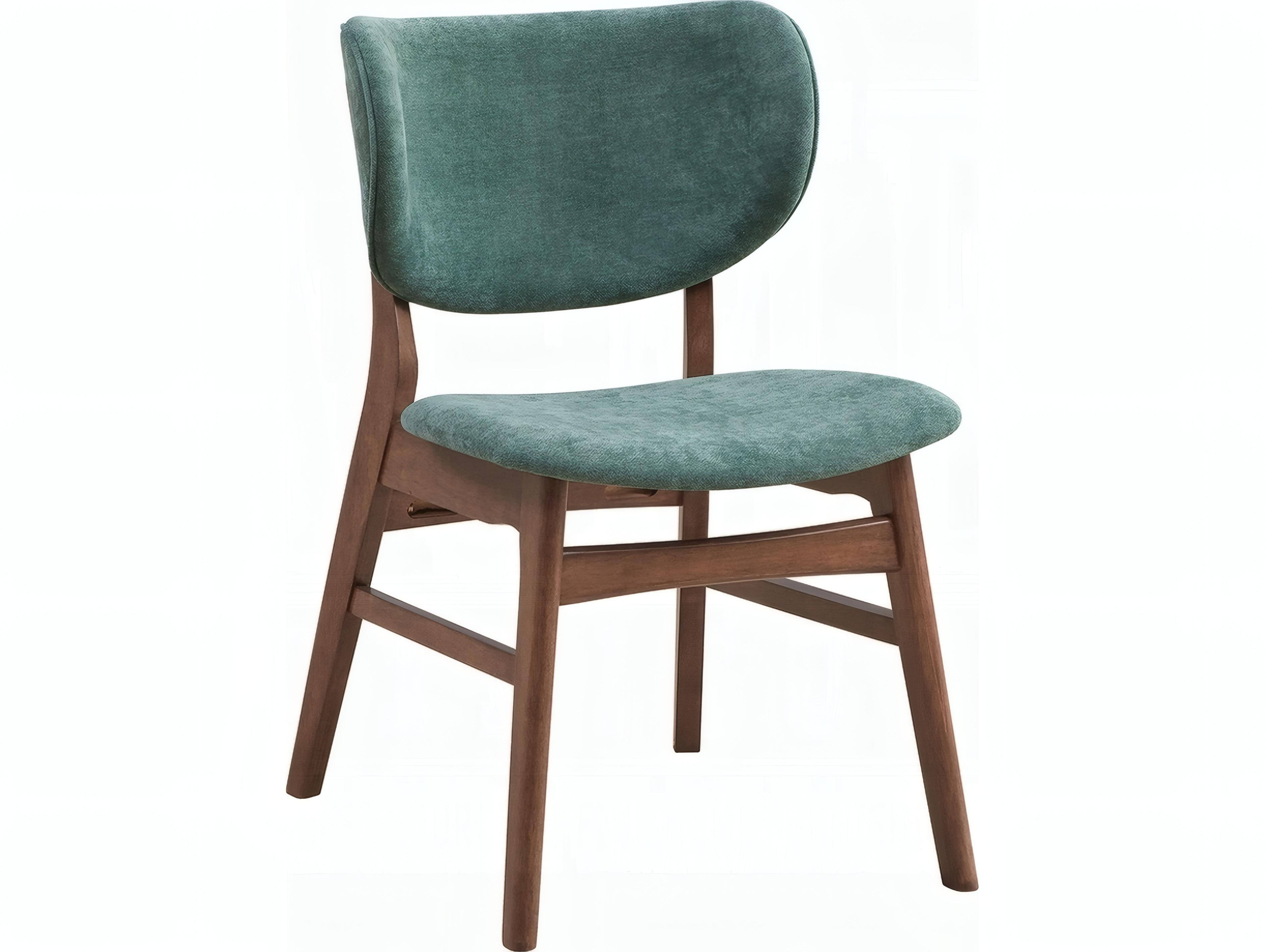 Acme Furniture Bevis Rubberwood Green Upholstered Armless Dining Chair Set of 2