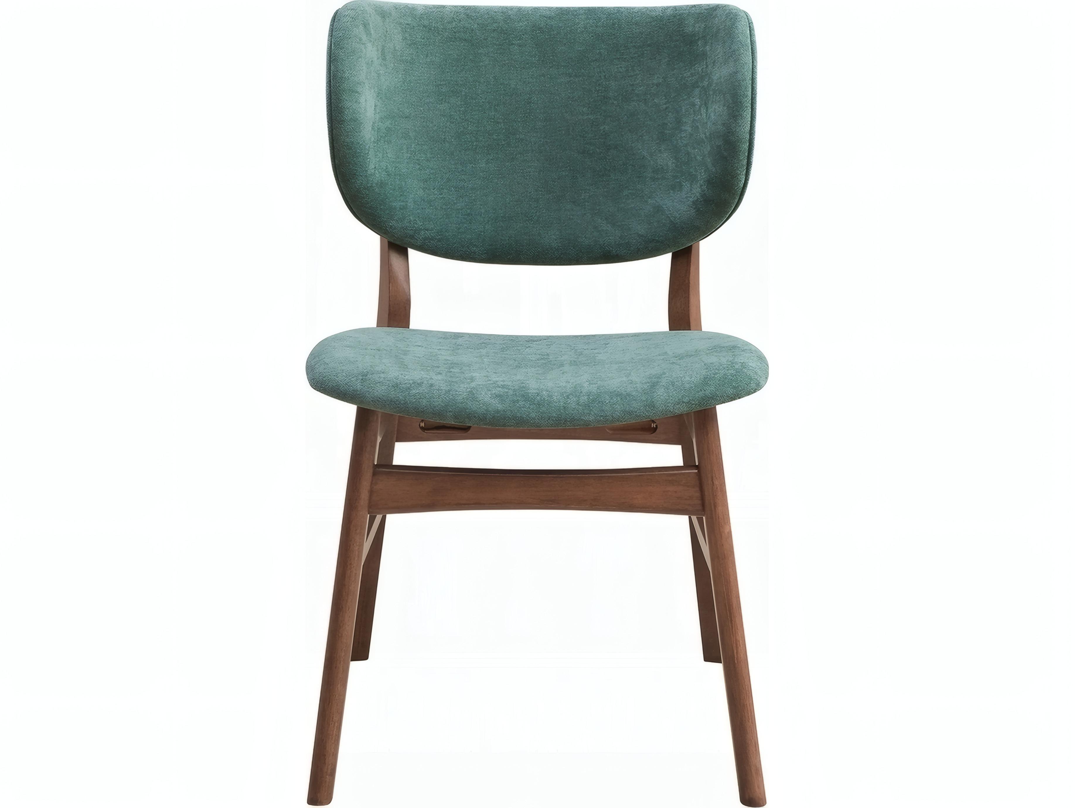 Acme Furniture Bevis Rubberwood Green Upholstered Armless Dining Chair Set of 2