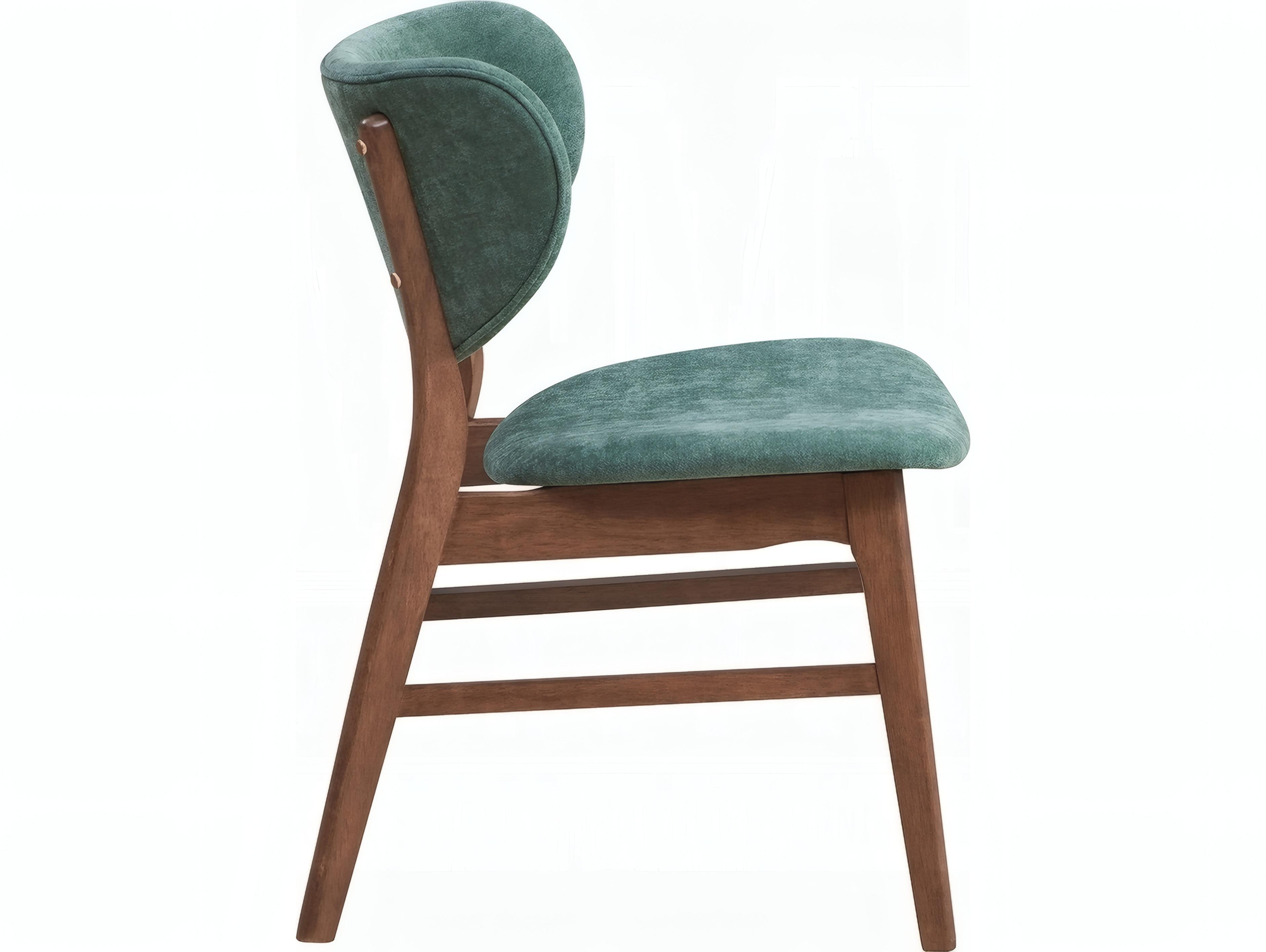 Acme Furniture Bevis Rubberwood Green Upholstered Armless Dining Chair Set of 2