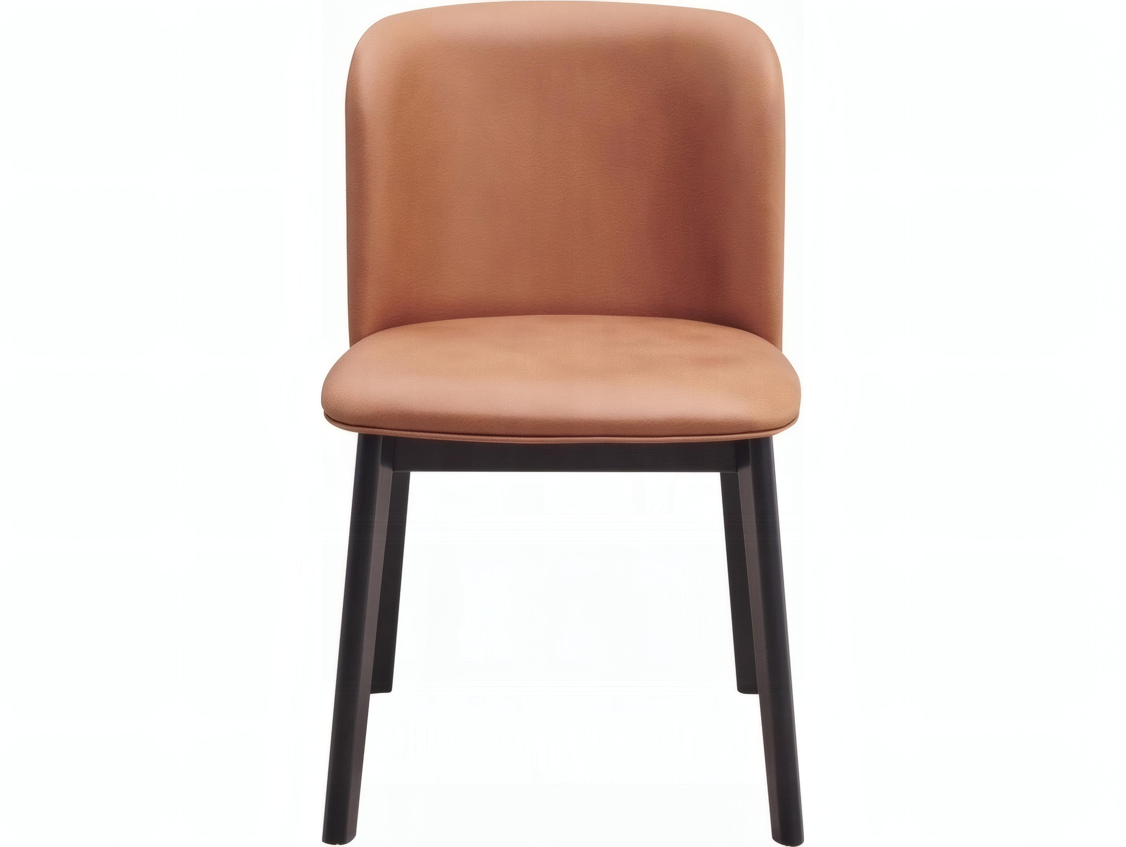 Acme Furniture Eliora Rubberwood Orange Microfiber Upholstered Armless Dining Chair Set of 2