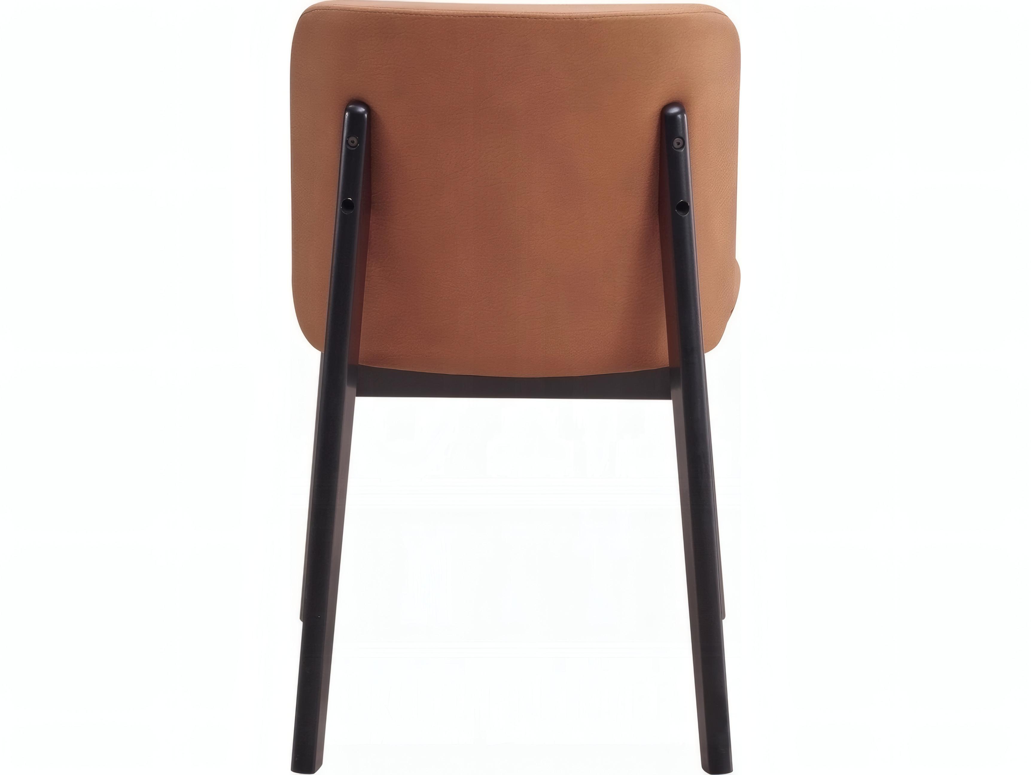 Acme Furniture Eliora Rubberwood Orange Microfiber Upholstered Armless Dining Chair Set of 2