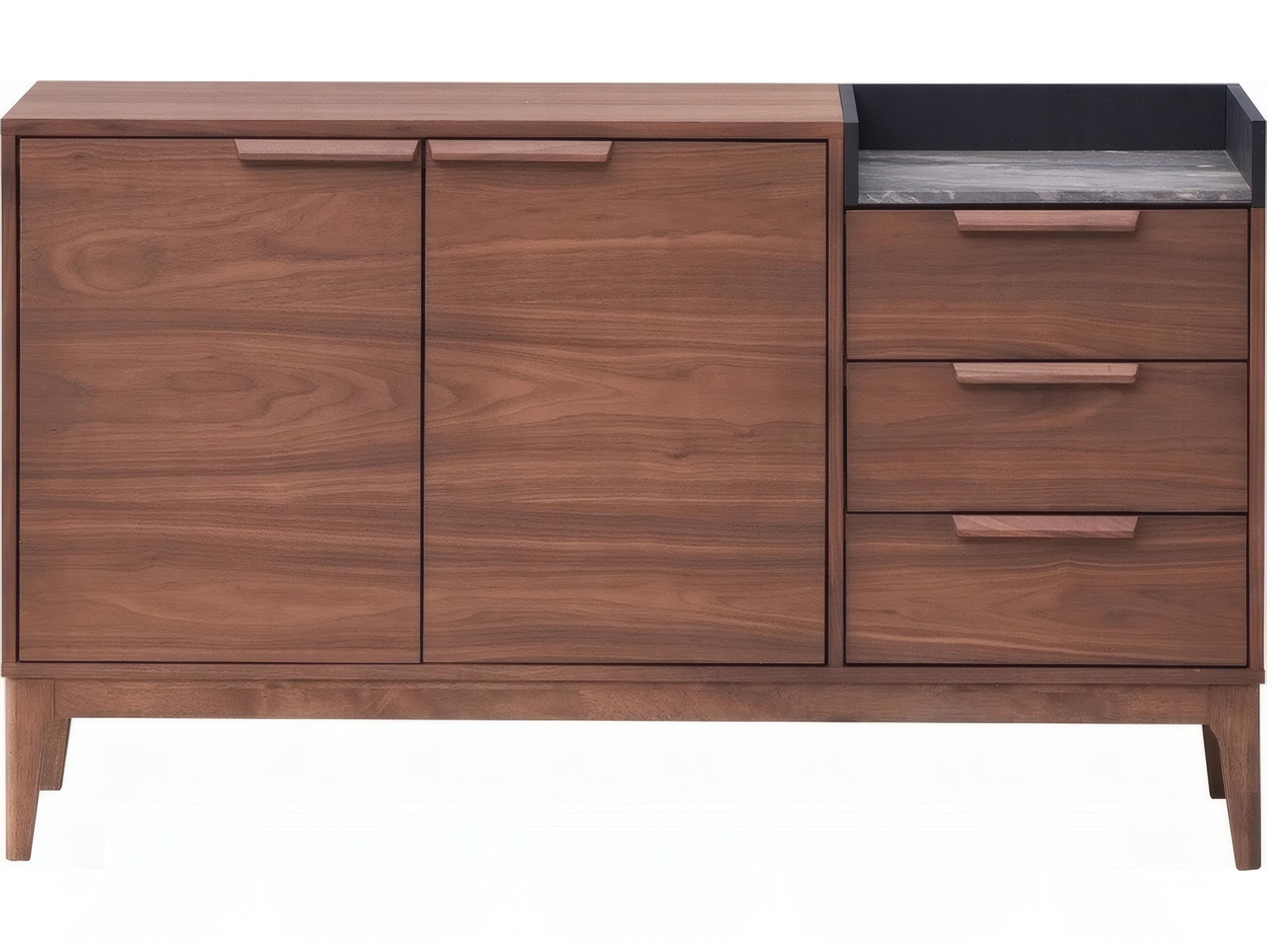 Acme Furniture Bevis 53" Walnut Wood Engineered Stone Sideboard
