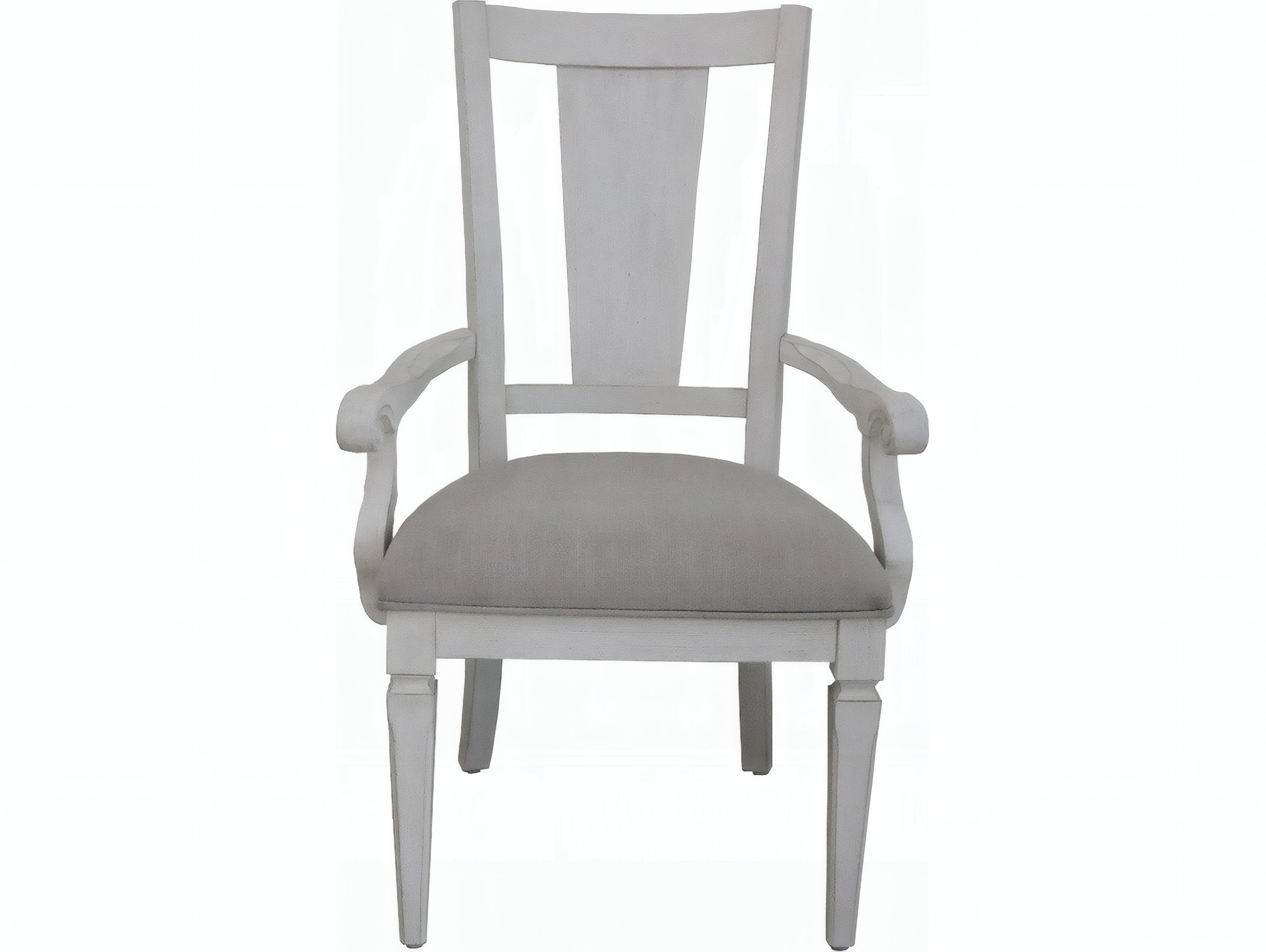 Acme Furniture Katia Rubberwood White Upholstered Arm Dining Chair Set of 2