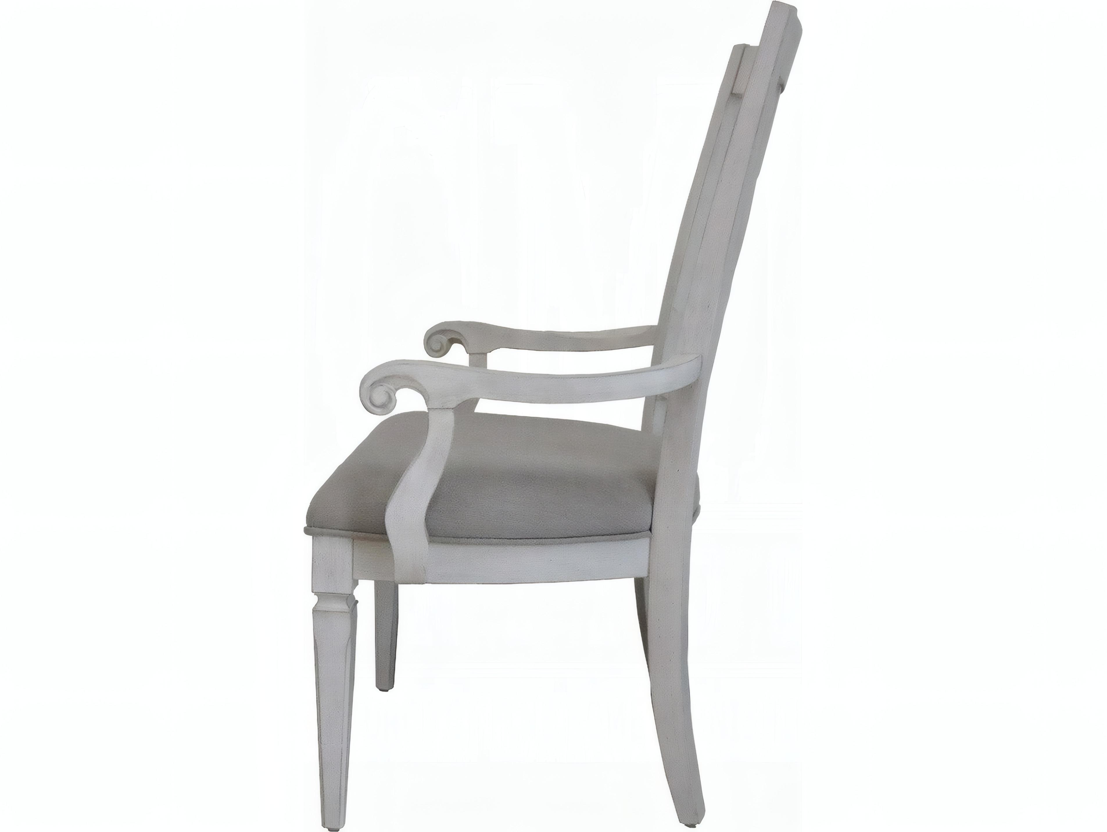 Acme Furniture Katia Rubberwood White Upholstered Arm Dining Chair Set of 2