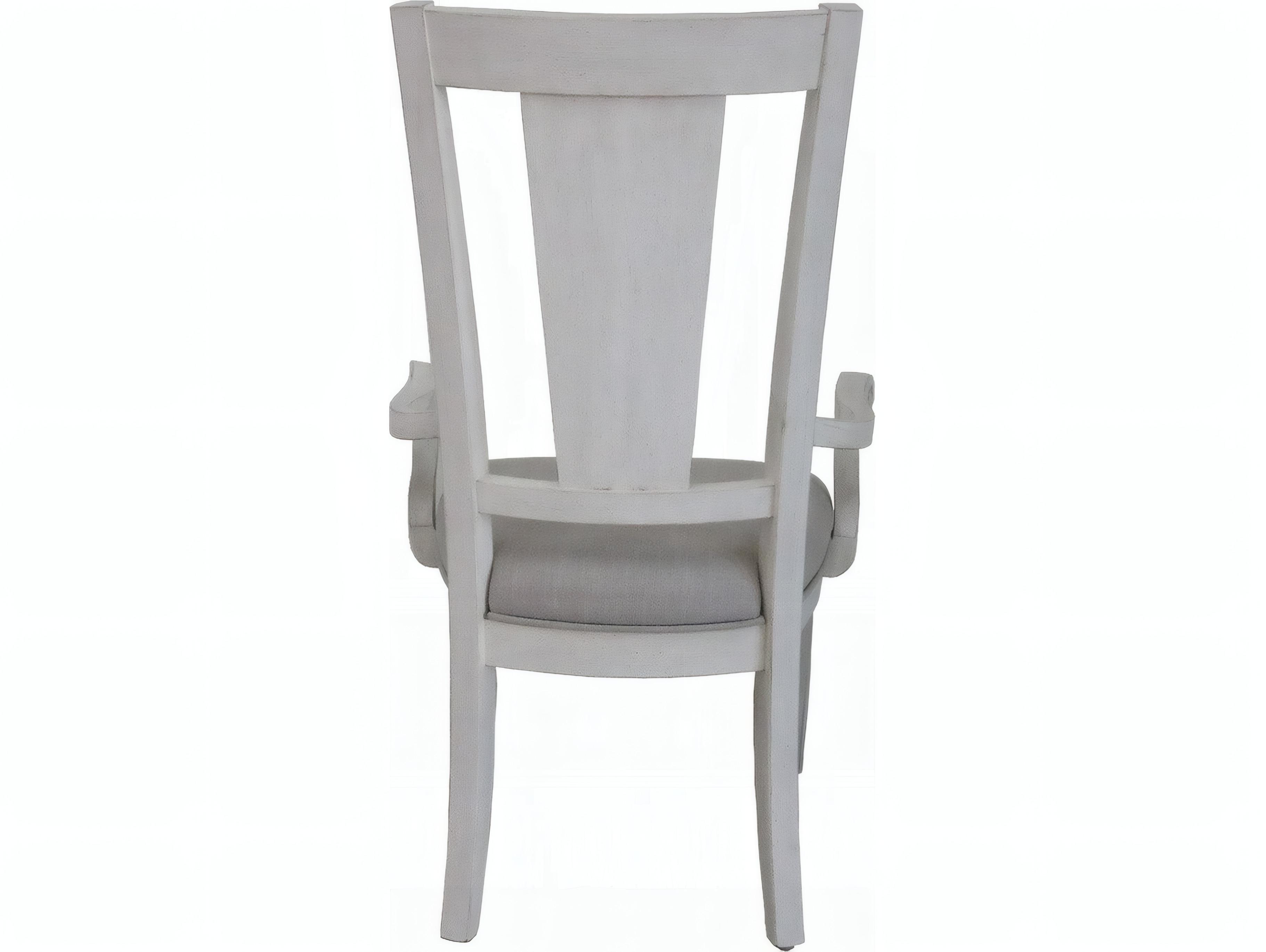 Acme Furniture Katia Rubberwood White Upholstered Arm Dining Chair Set of 2
