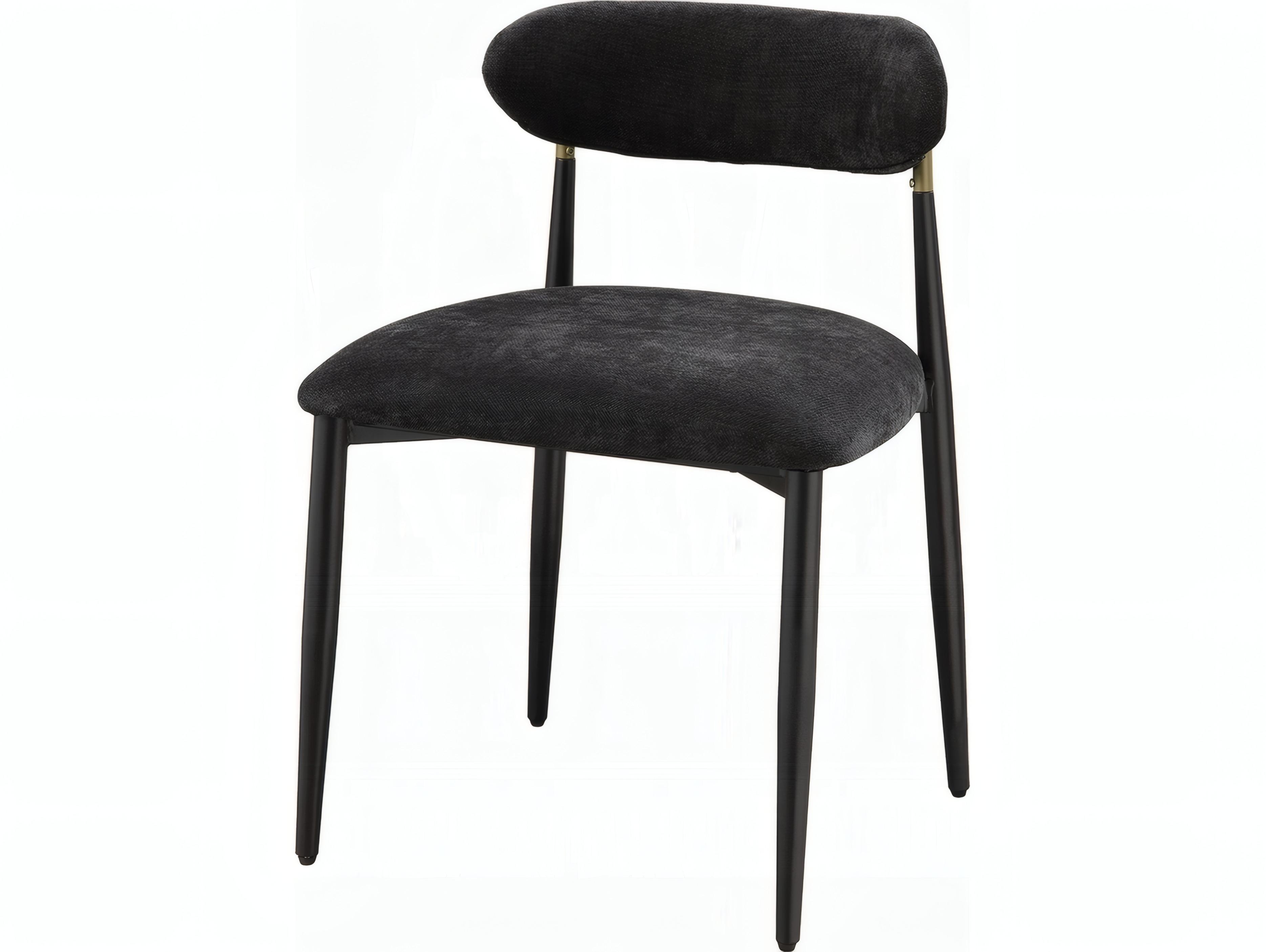 Acme Furniture Jaramillo Solid Wood Black Upholstered Armless Dining Chair Set of 2