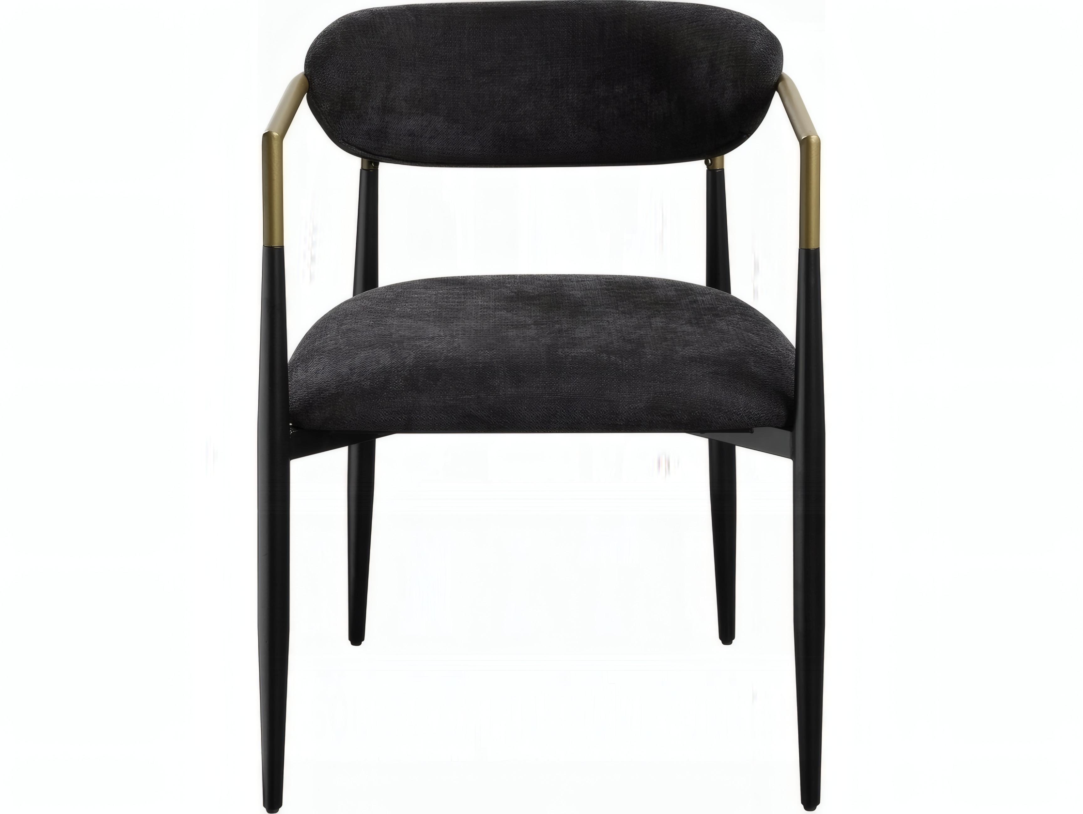 Acme Furniture Jaramillo Solid Wood Black Upholstered Arm Dining Chair Set of 2