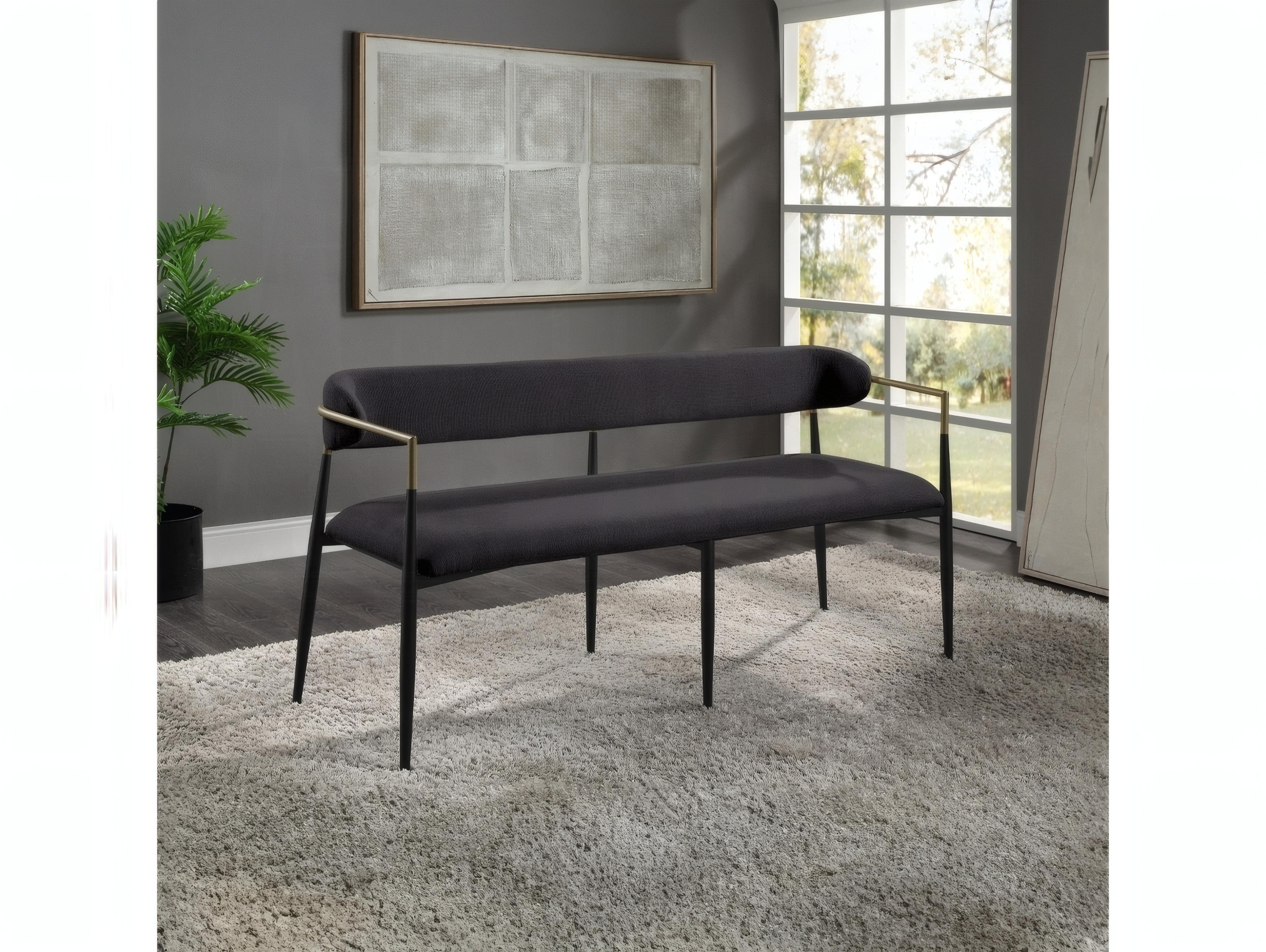 Acme Furniture Jaramillo Black Chenille Upholstered Accent Bench