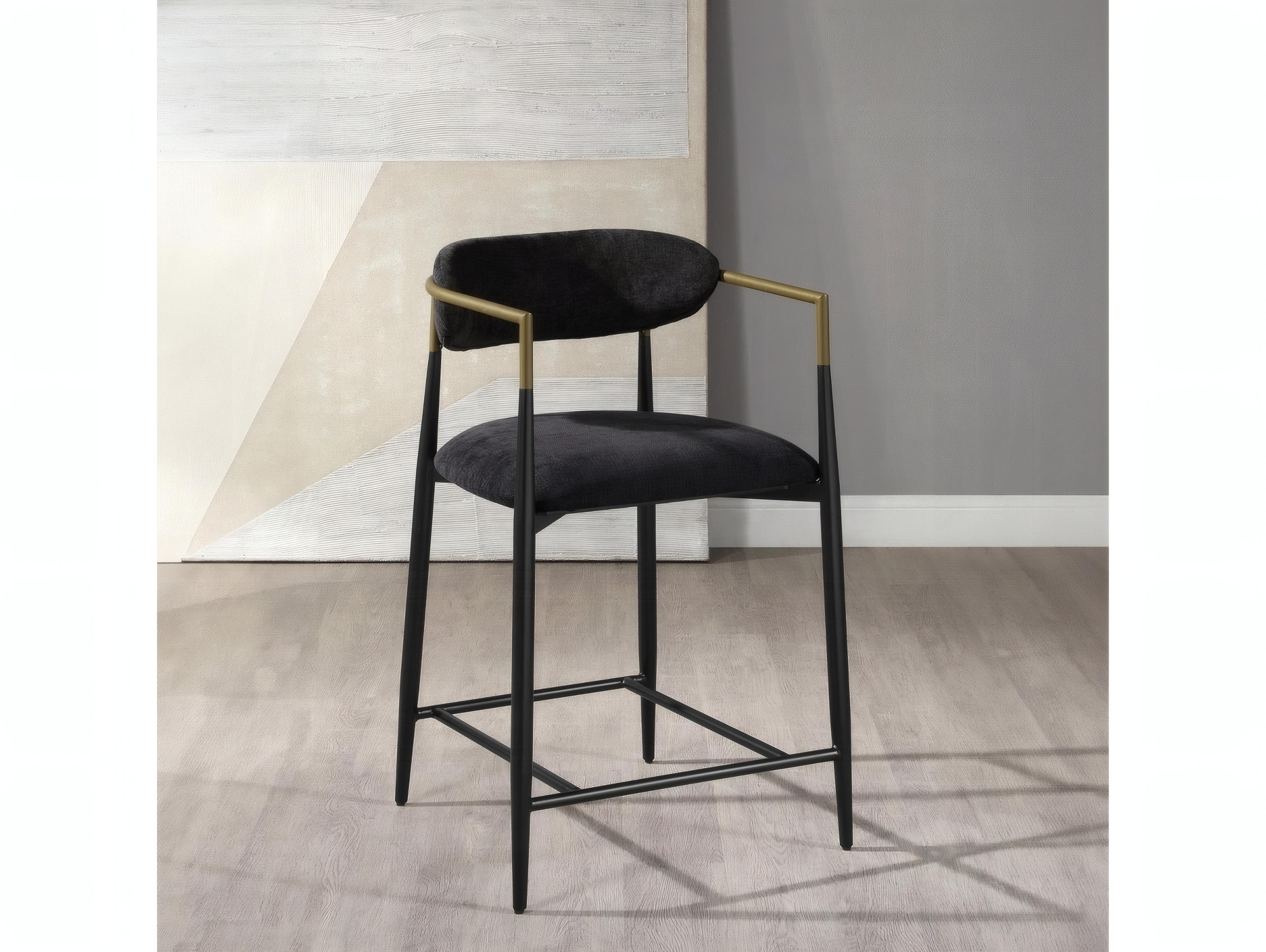 Acme Furniture Jaramillo Black Chenille Upholstered Counter Stool