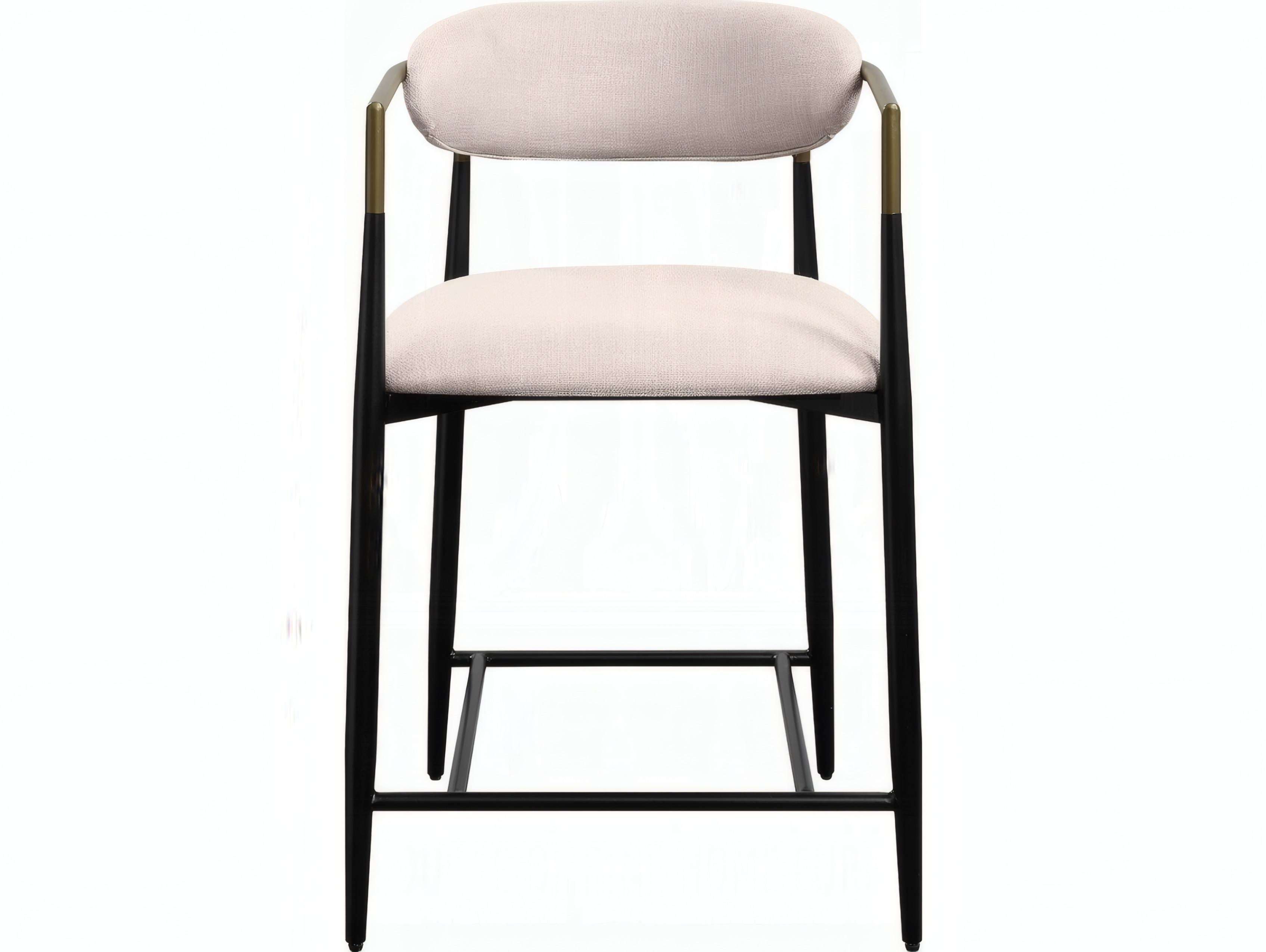 Acme Furniture Jaramillo Beige Linen Black Upholstered Counter Stool