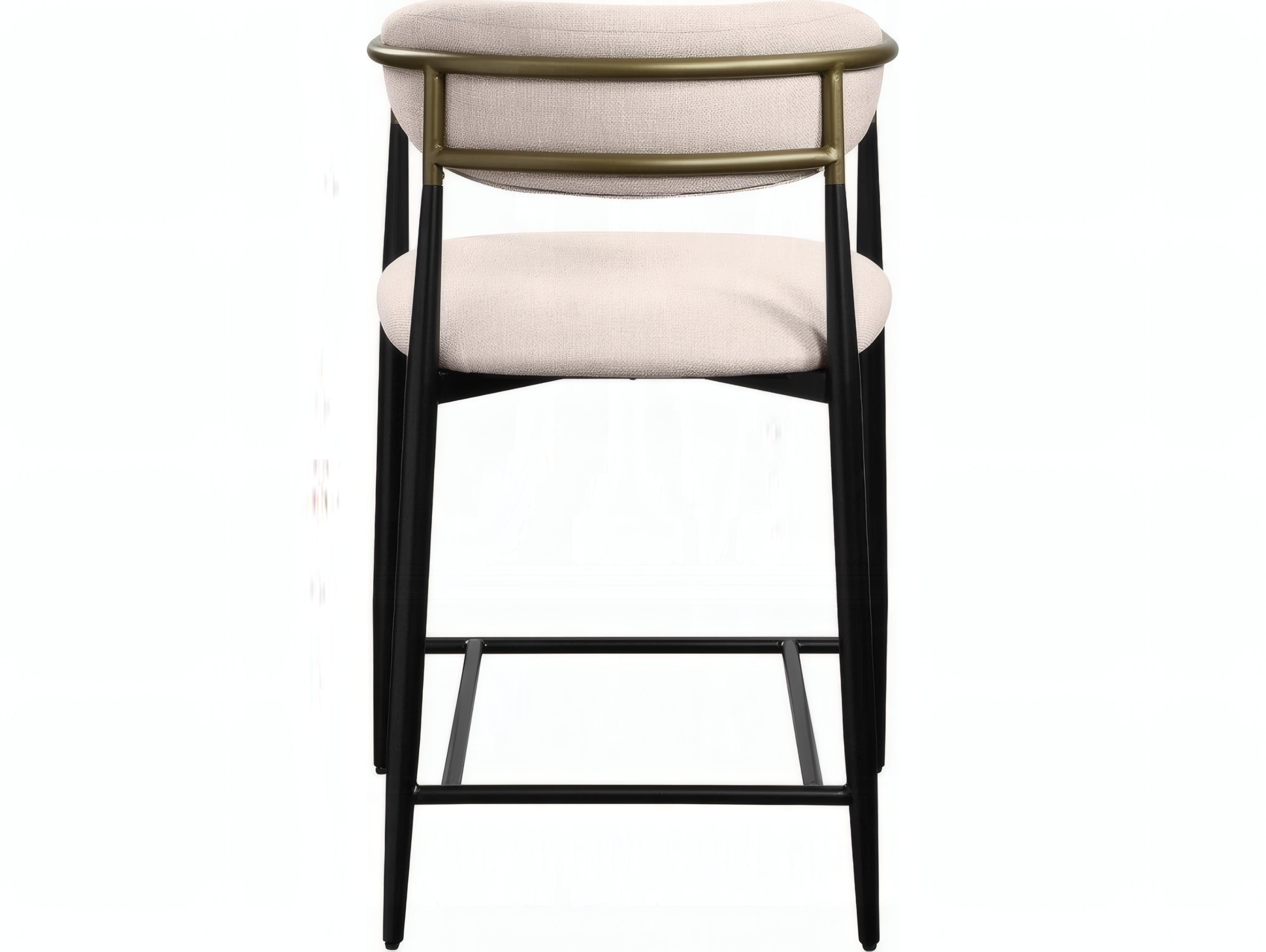 Acme Furniture Jaramillo Beige Linen Black Upholstered Counter Stool