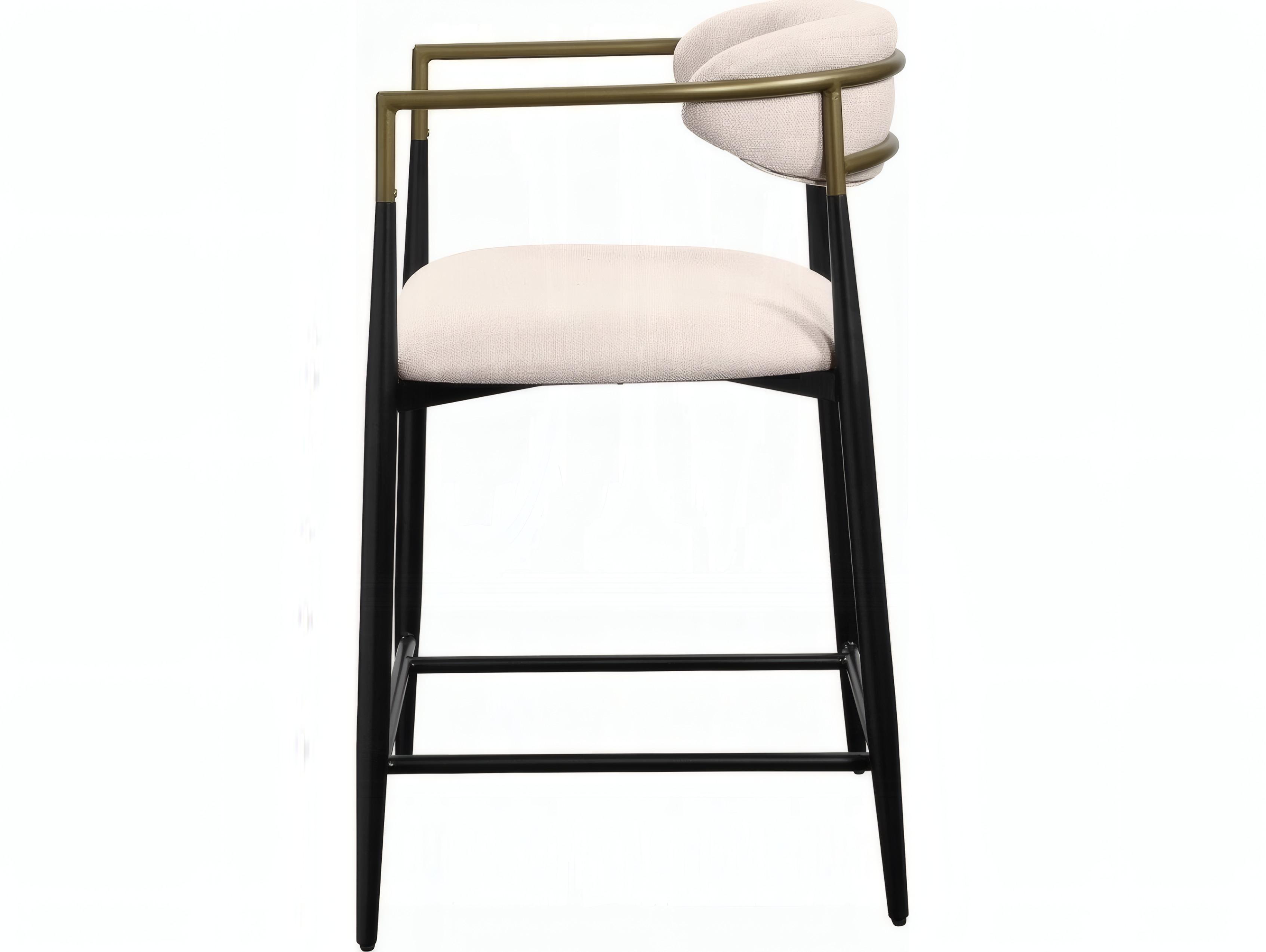 Acme Furniture Jaramillo Beige Linen Black Upholstered Counter Stool