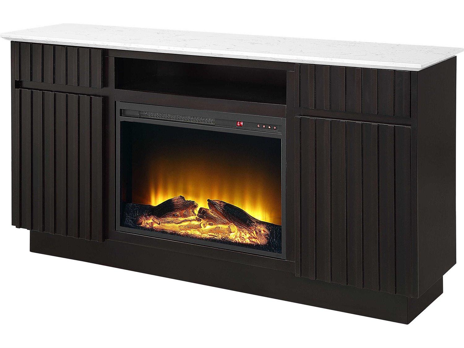 Acme Furniture Jaramillo Brown Poplar Wood Engineered Marble Rustic Espresso Bar Cabinet