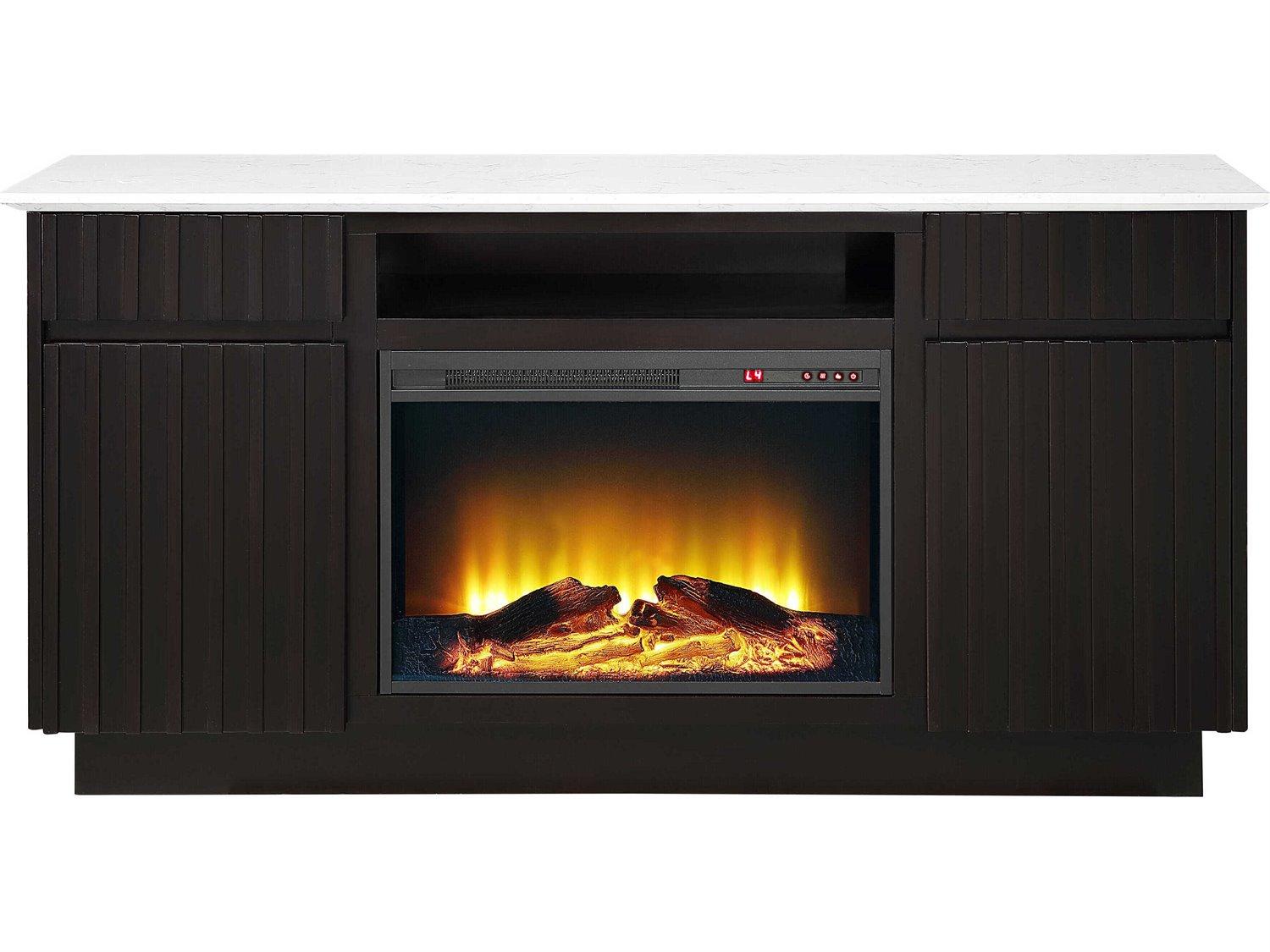 Acme Furniture Jaramillo Brown Poplar Wood Engineered Marble Rustic Espresso Bar Cabinet