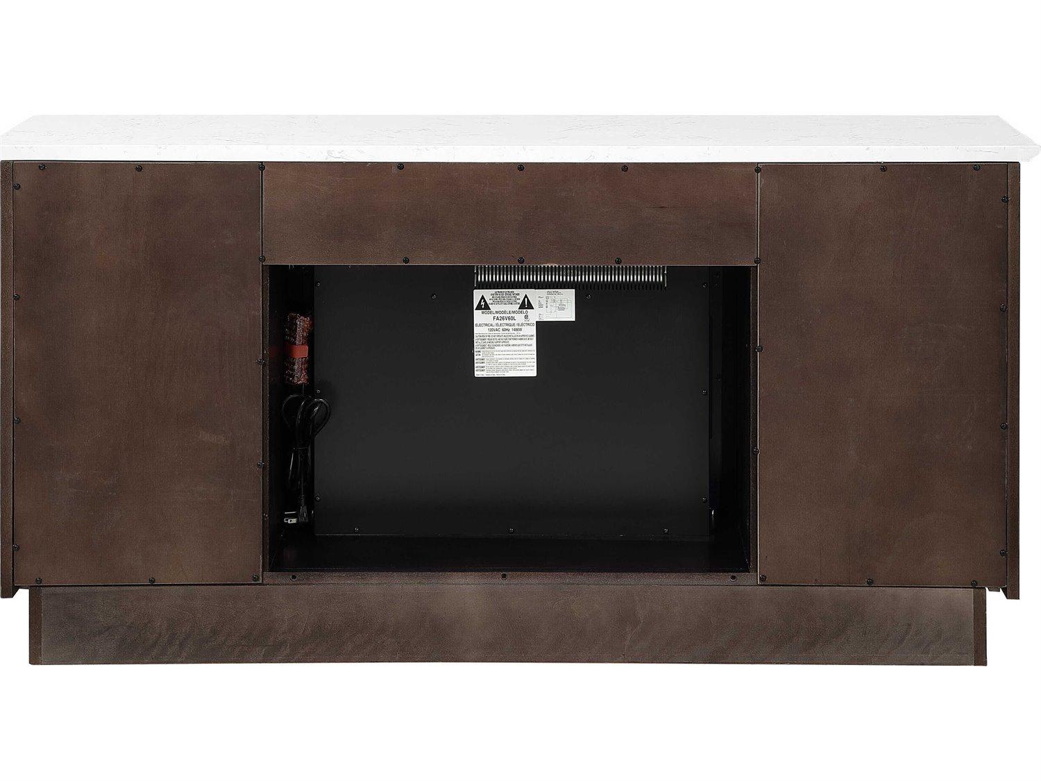 Acme Furniture Jaramillo Brown Poplar Wood Engineered Marble Rustic Espresso Bar Cabinet