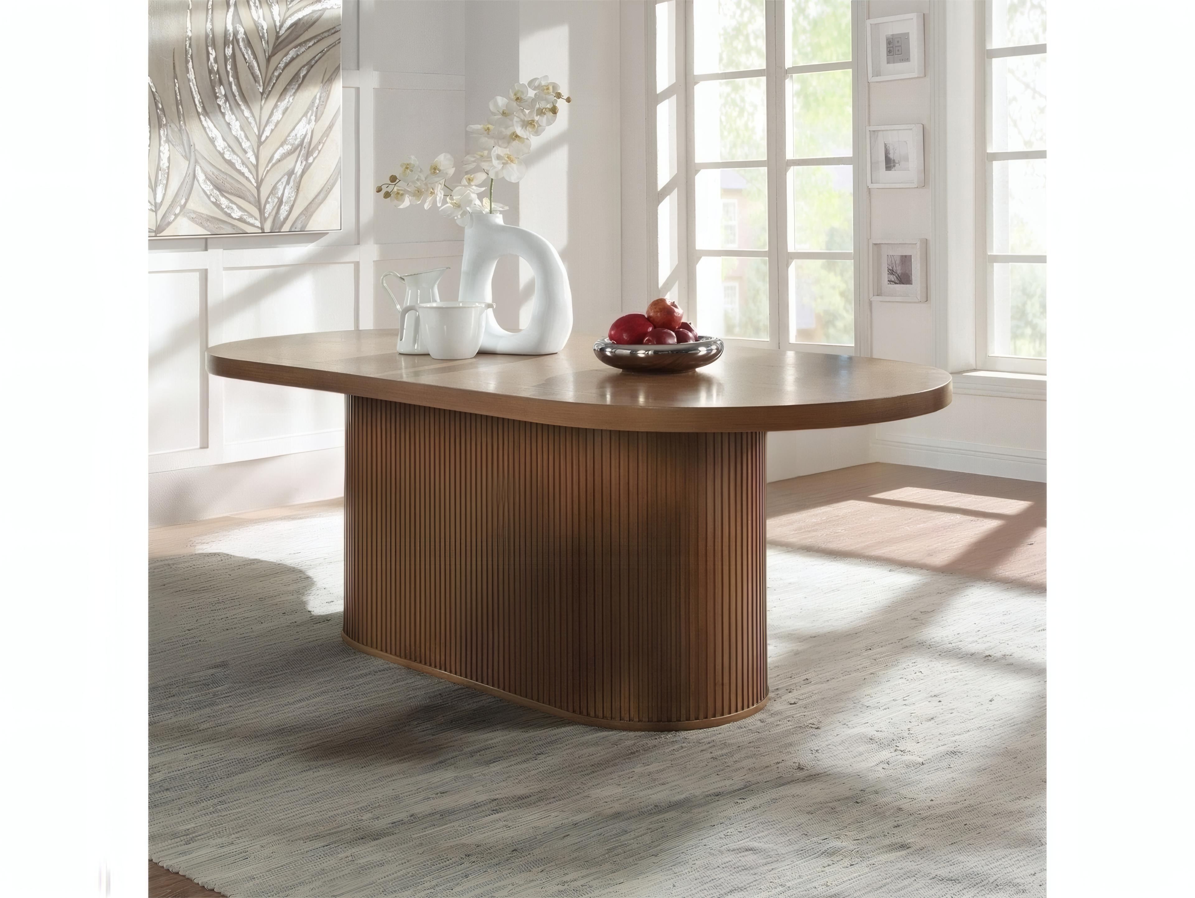 Acme Furniture Gamarya Oval Wood Dark Oak Dining Table
