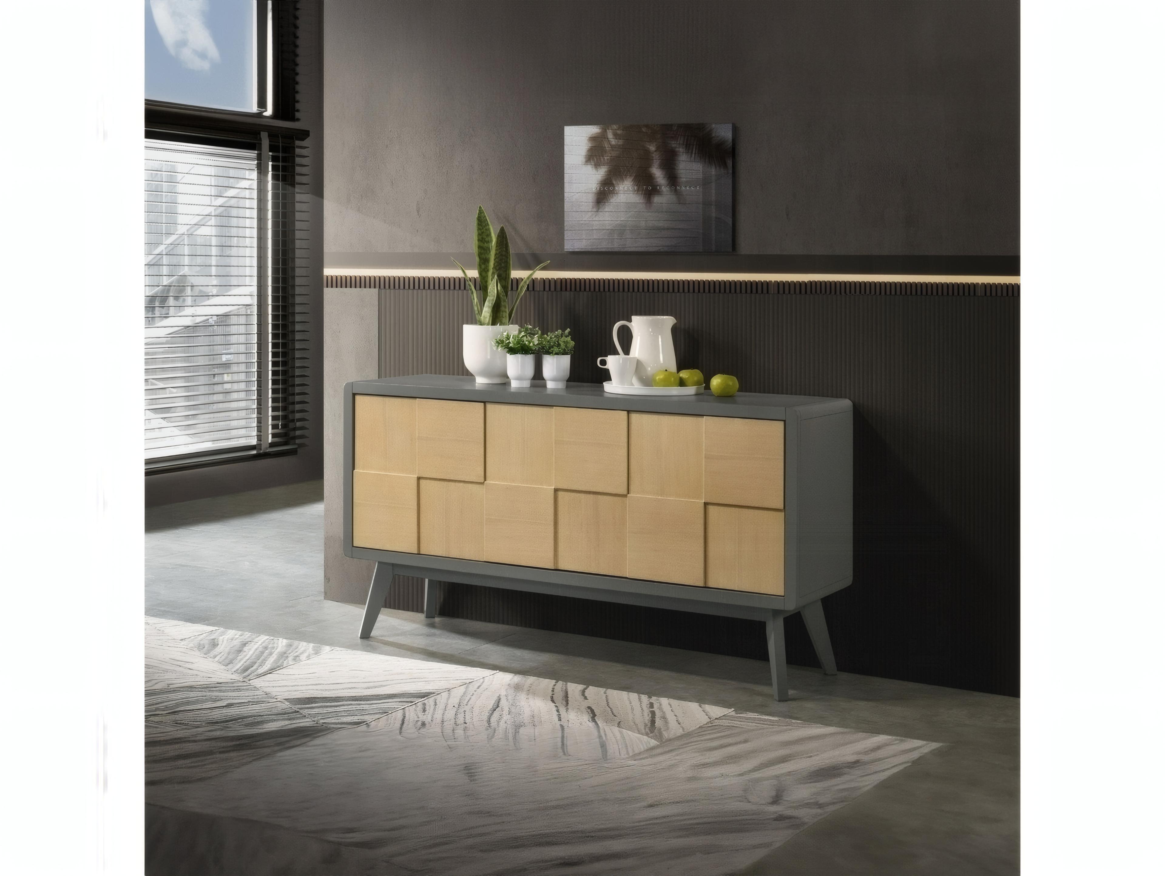 Acme Furniture Blayde 59" Ash Wood Light Gray Natural Sideboard