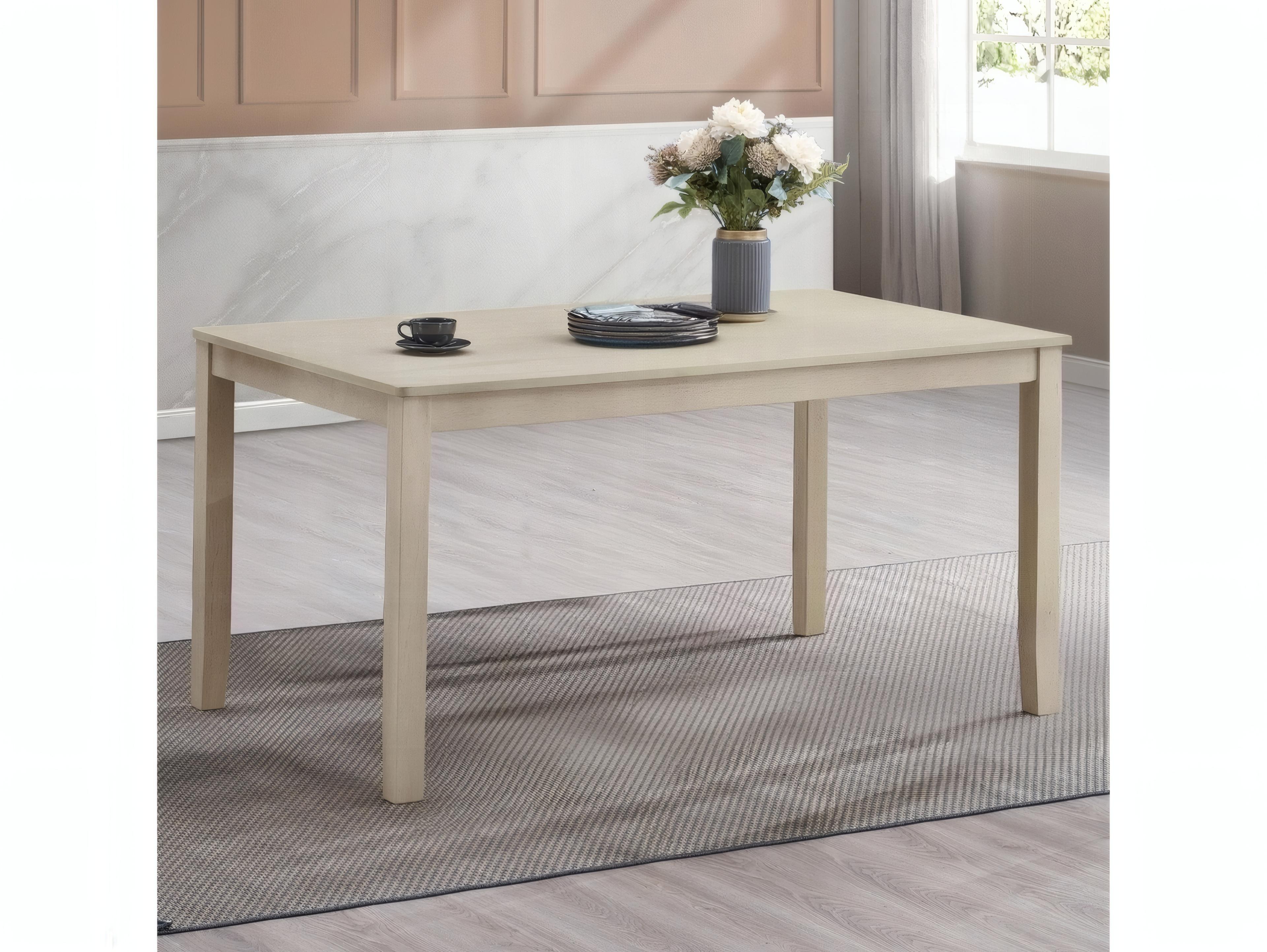 Acme Furniture Ferris Rectangular Wood Antique Bone White Dining Table