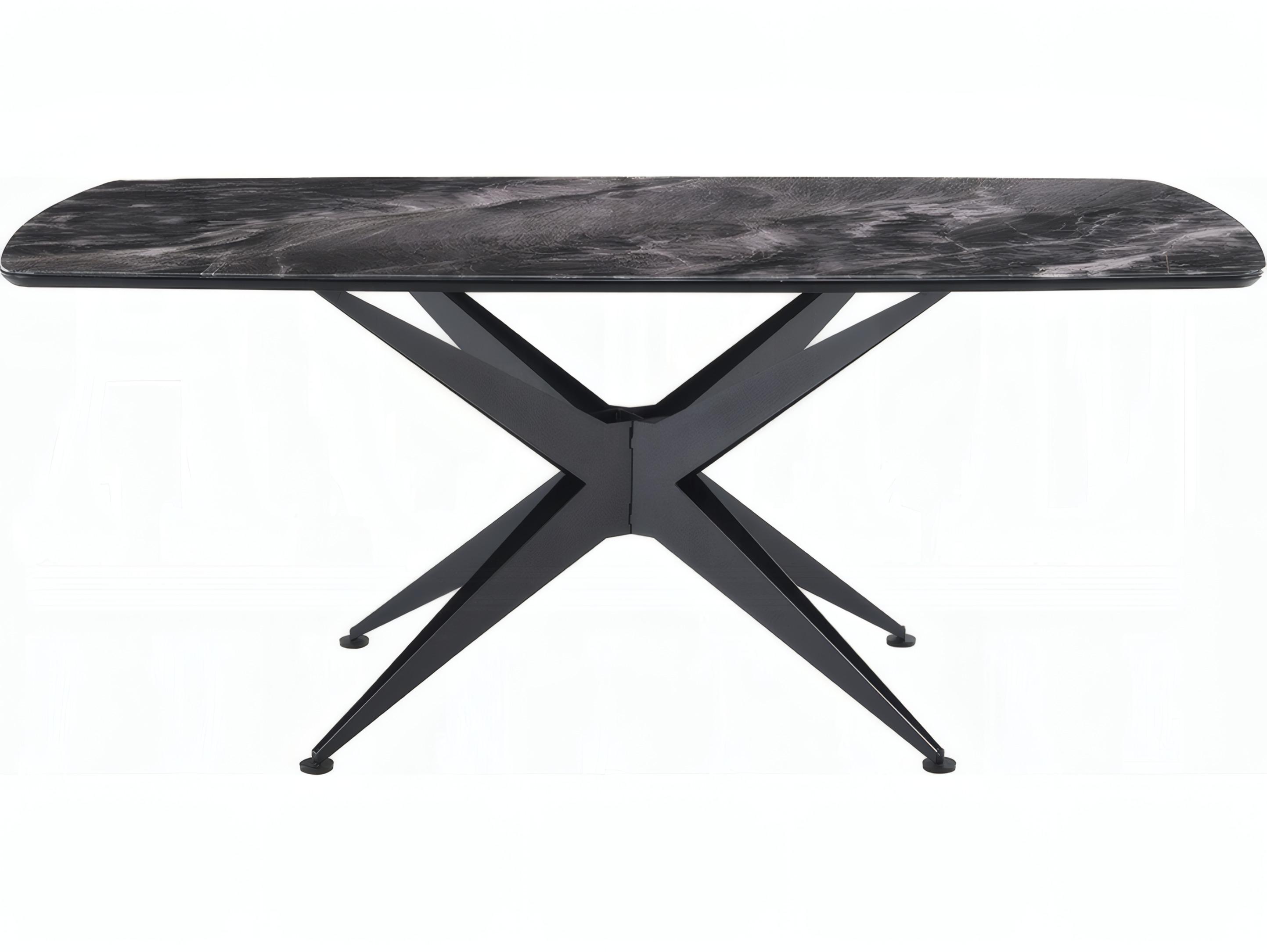 Acme Furniture Klaus Rectangular Crystal Tempered Glass Top Black Dining Table