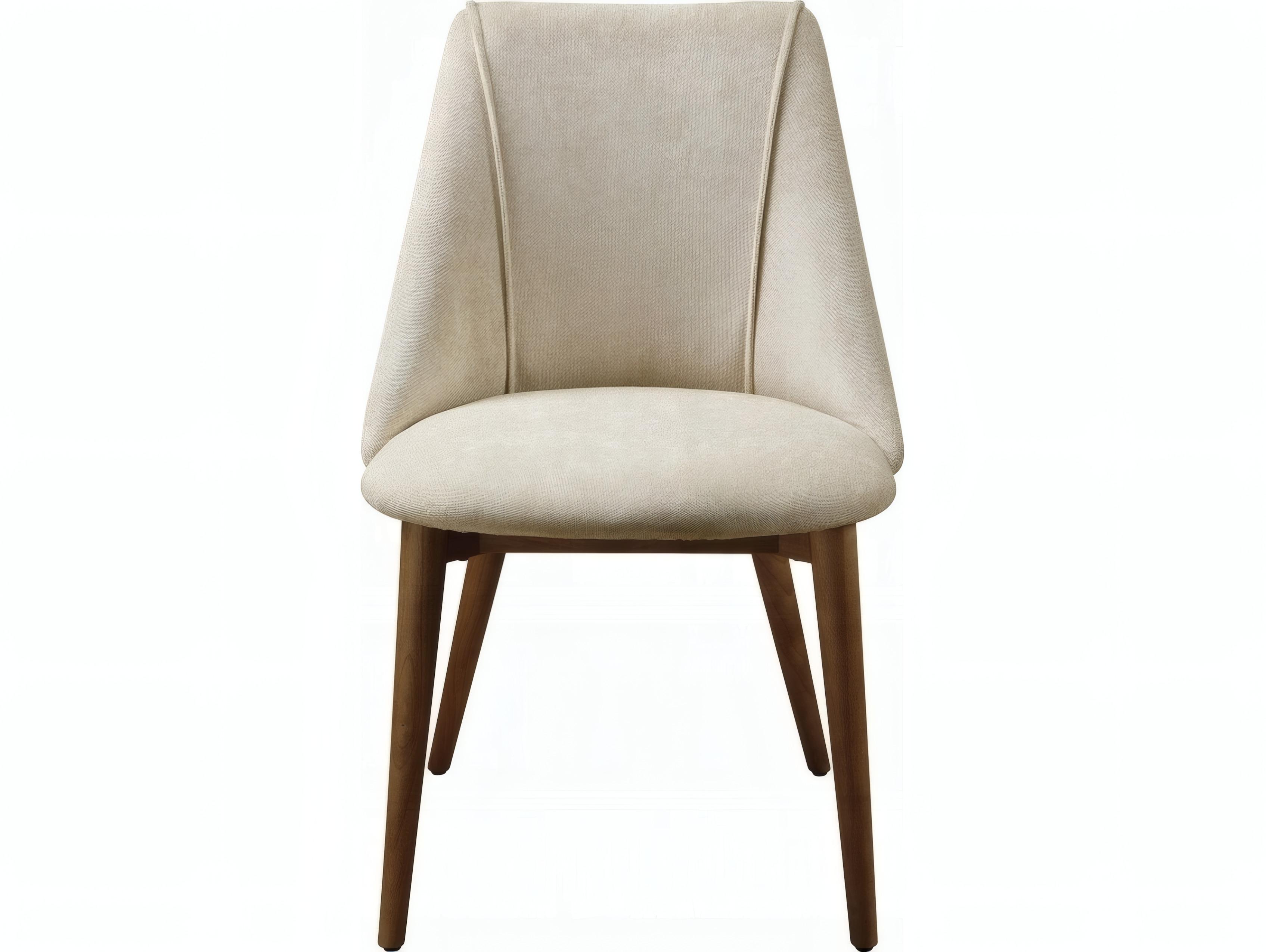 Acme Furniture Rubberwood Beige Microfiber Upholstered Armless Dining Chair Set of 2