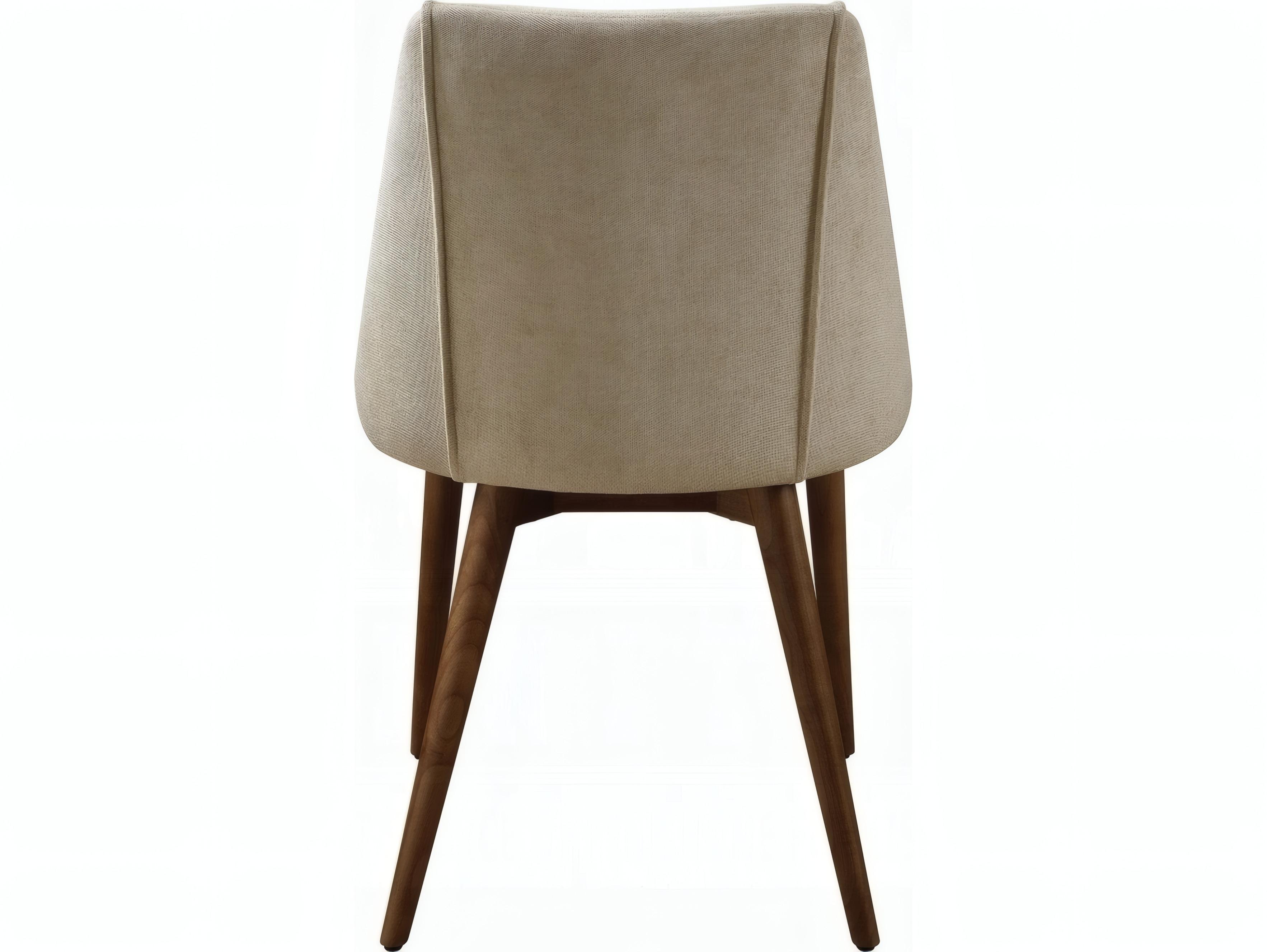 Acme Furniture Rubberwood Beige Microfiber Upholstered Armless Dining Chair Set of 2