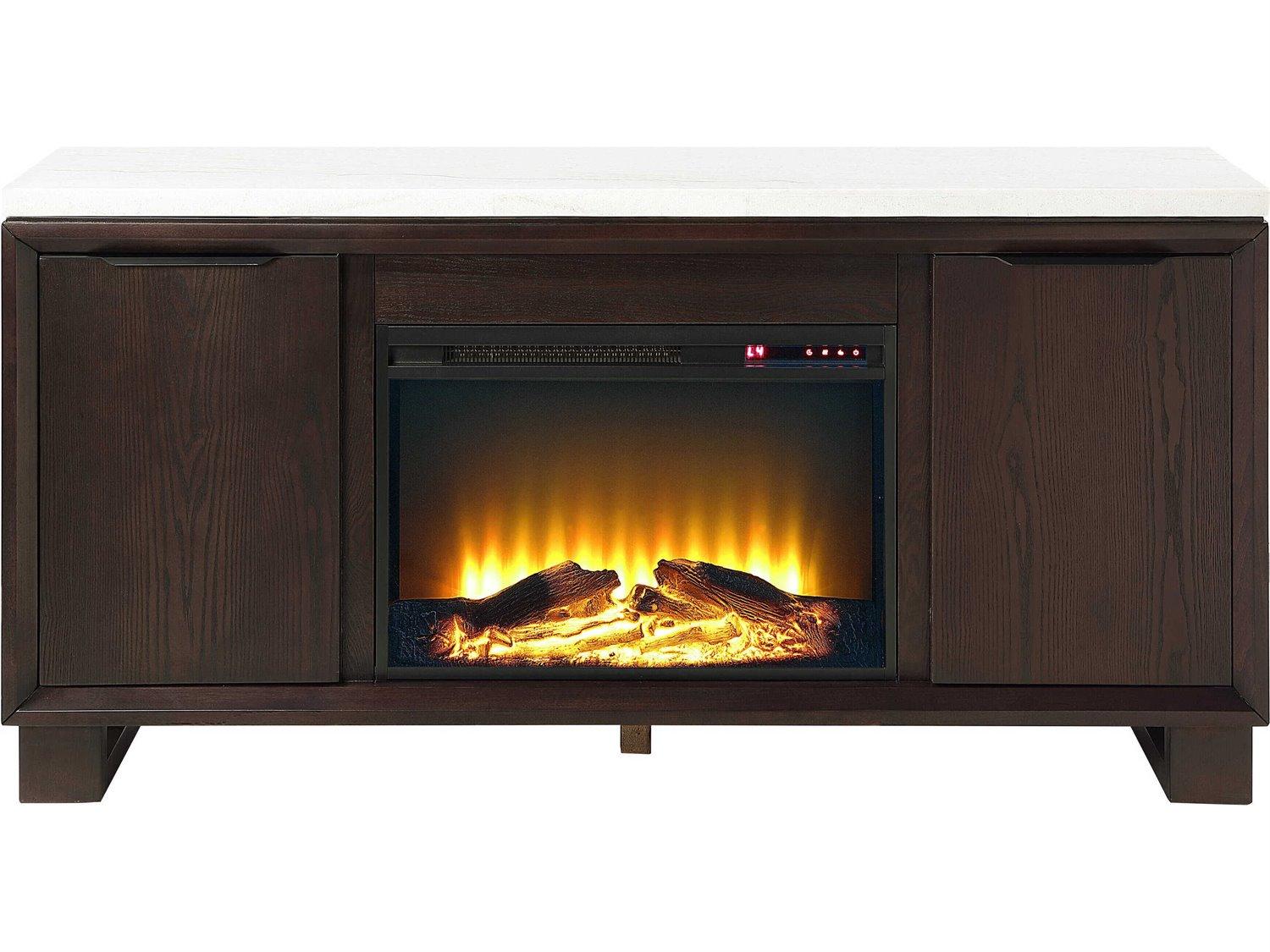 Acme Furniture Edwyn Brown Plywood Natural Marble Top Espresso Bar Cabinet