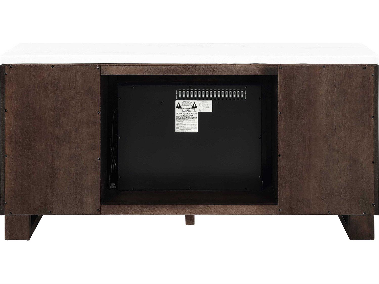 Acme Furniture Edwyn Brown Plywood Natural Marble Top Espresso Bar Cabinet