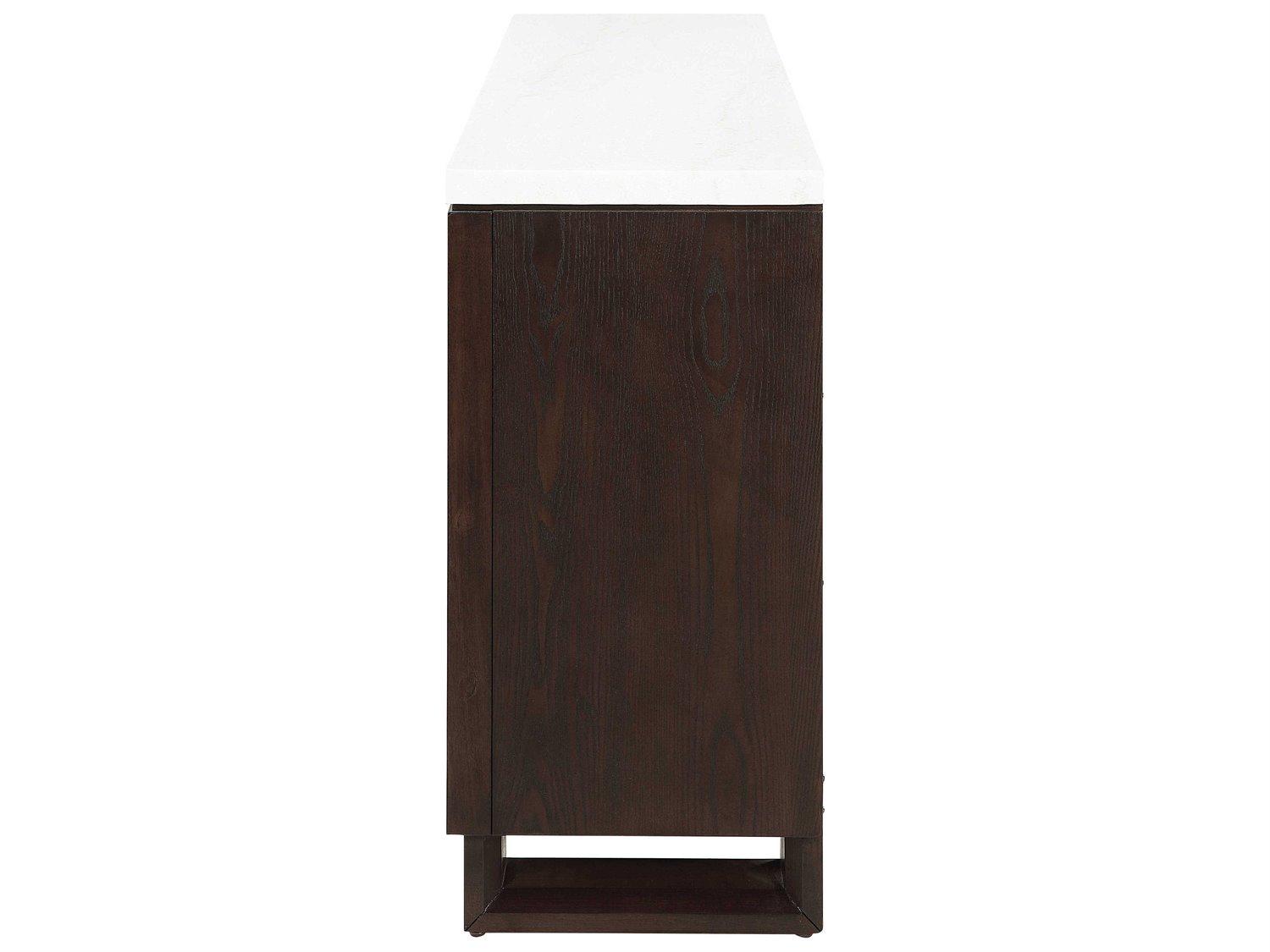 Acme Furniture Edwyn Brown Plywood Natural Marble Top Espresso Bar Cabinet