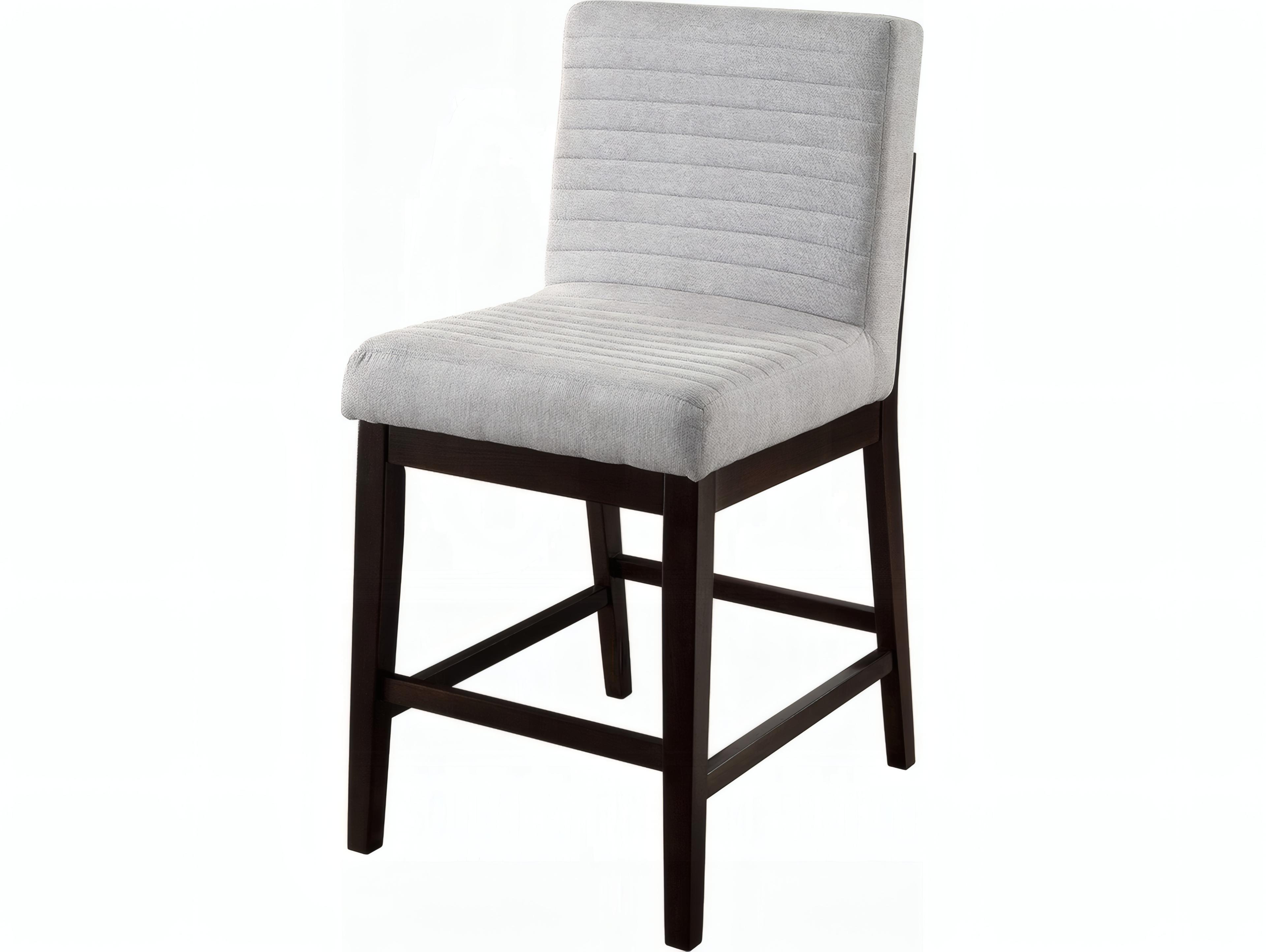 Acme Furniture Edwyn Gray Linen Espresso Upholstered Rubberwood Counter Stool