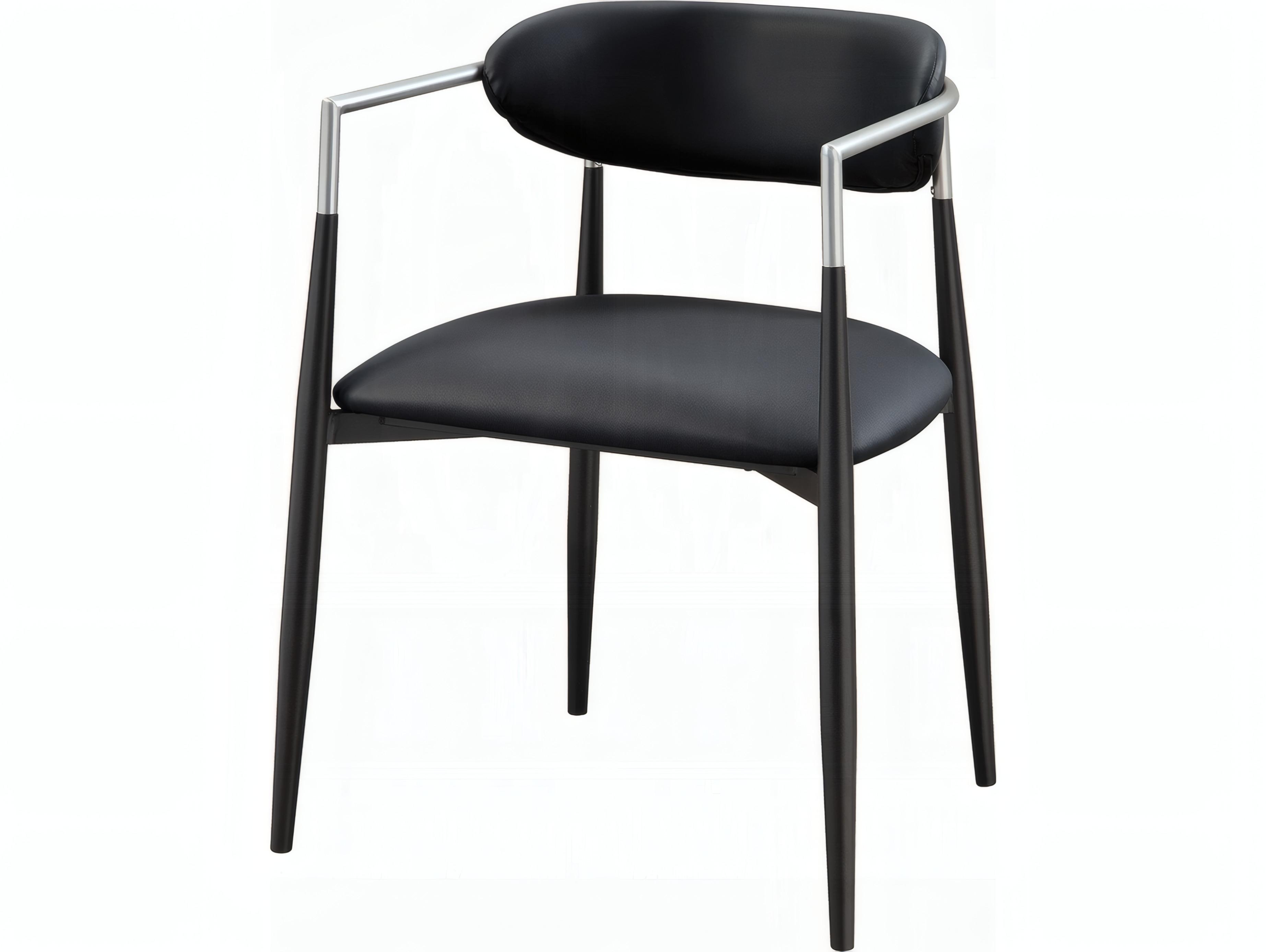 Acme Furniture Jaramillo Solid Wood Black Faux Leather Arm Dining Chair Set of 2