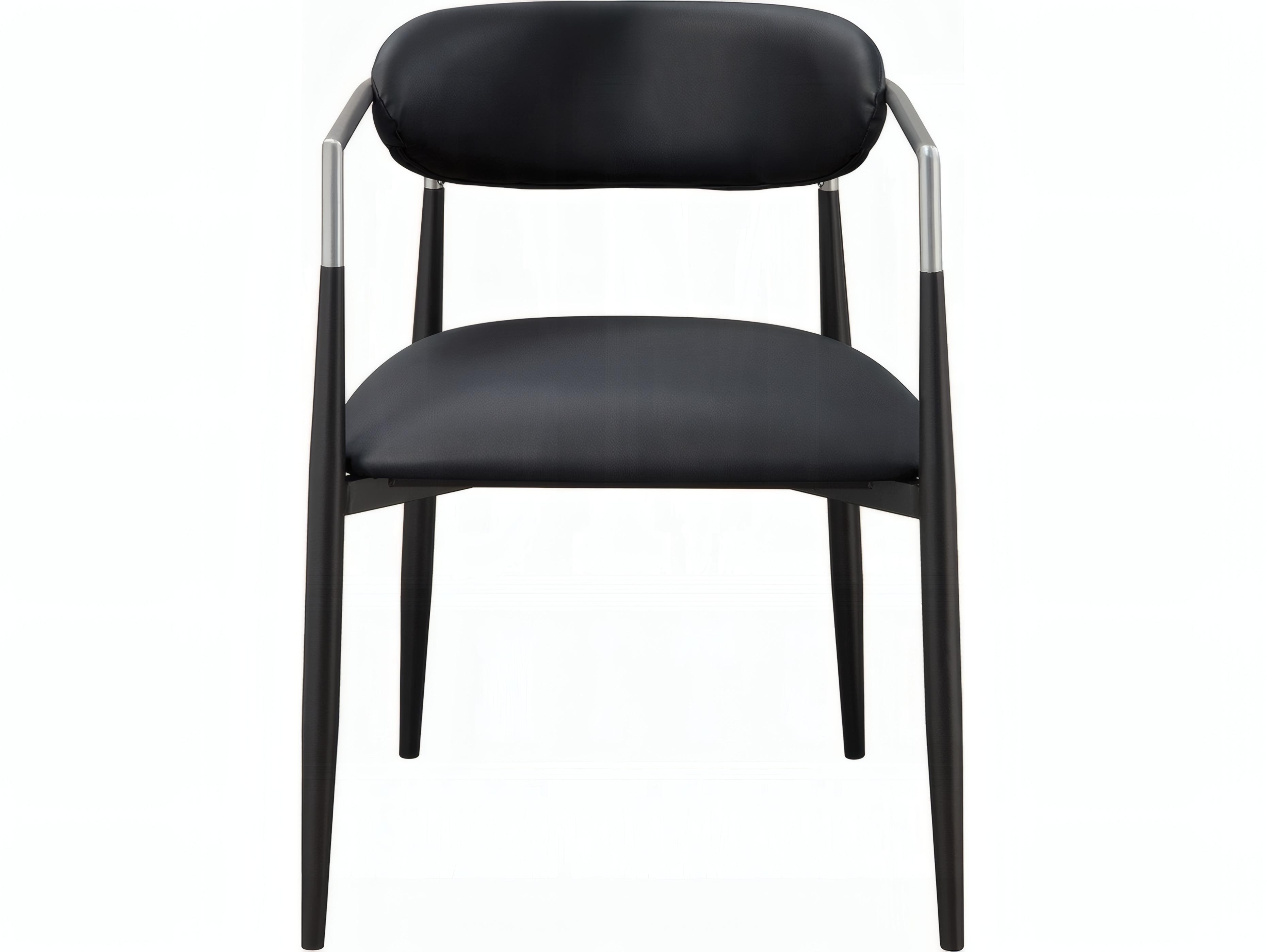 Acme Furniture Jaramillo Solid Wood Black Faux Leather Arm Dining Chair Set of 2