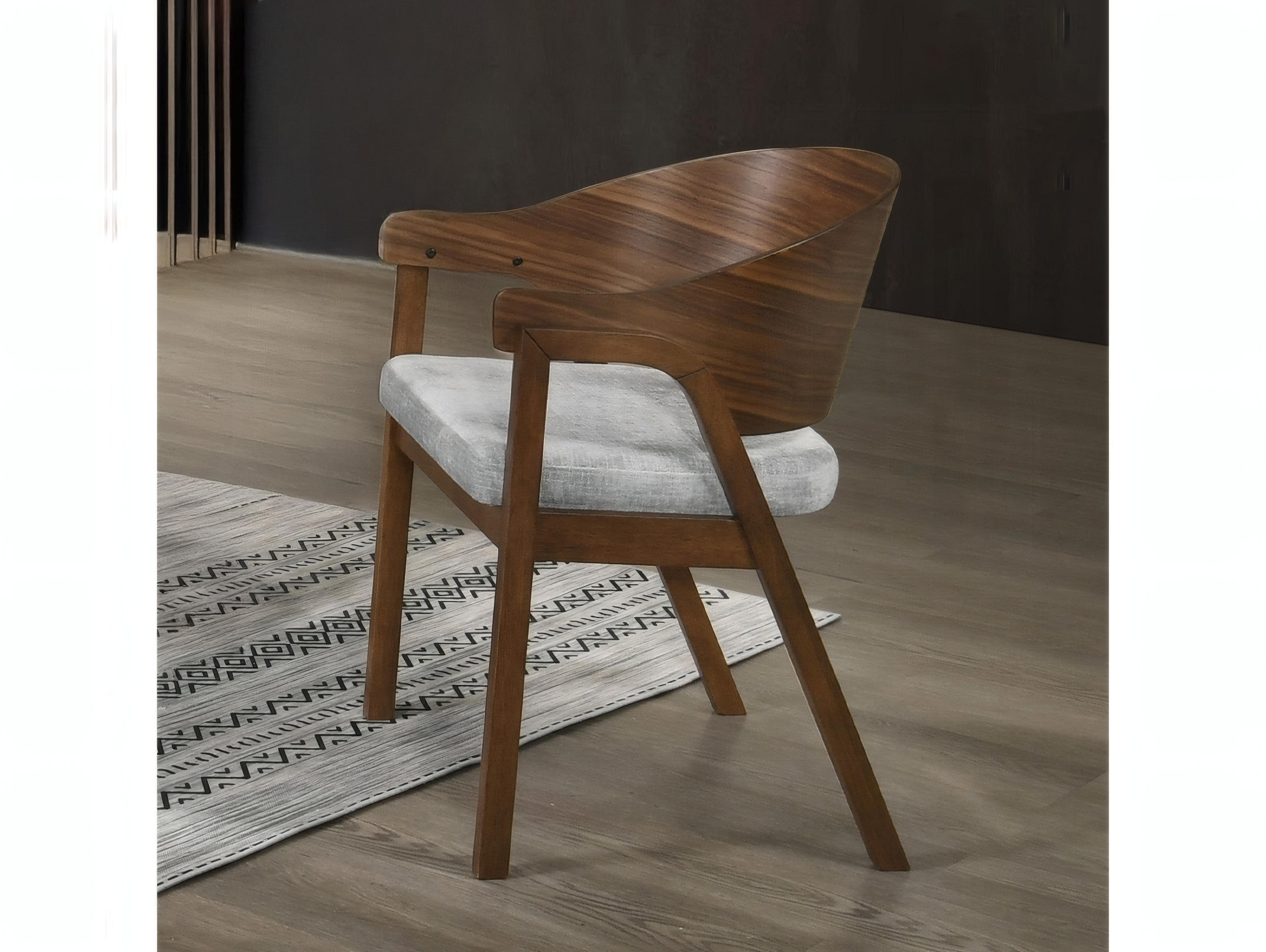 Acme Furniture Hoyte Rubberwood Brown Upholstered Arm Dining Chair Set of 2