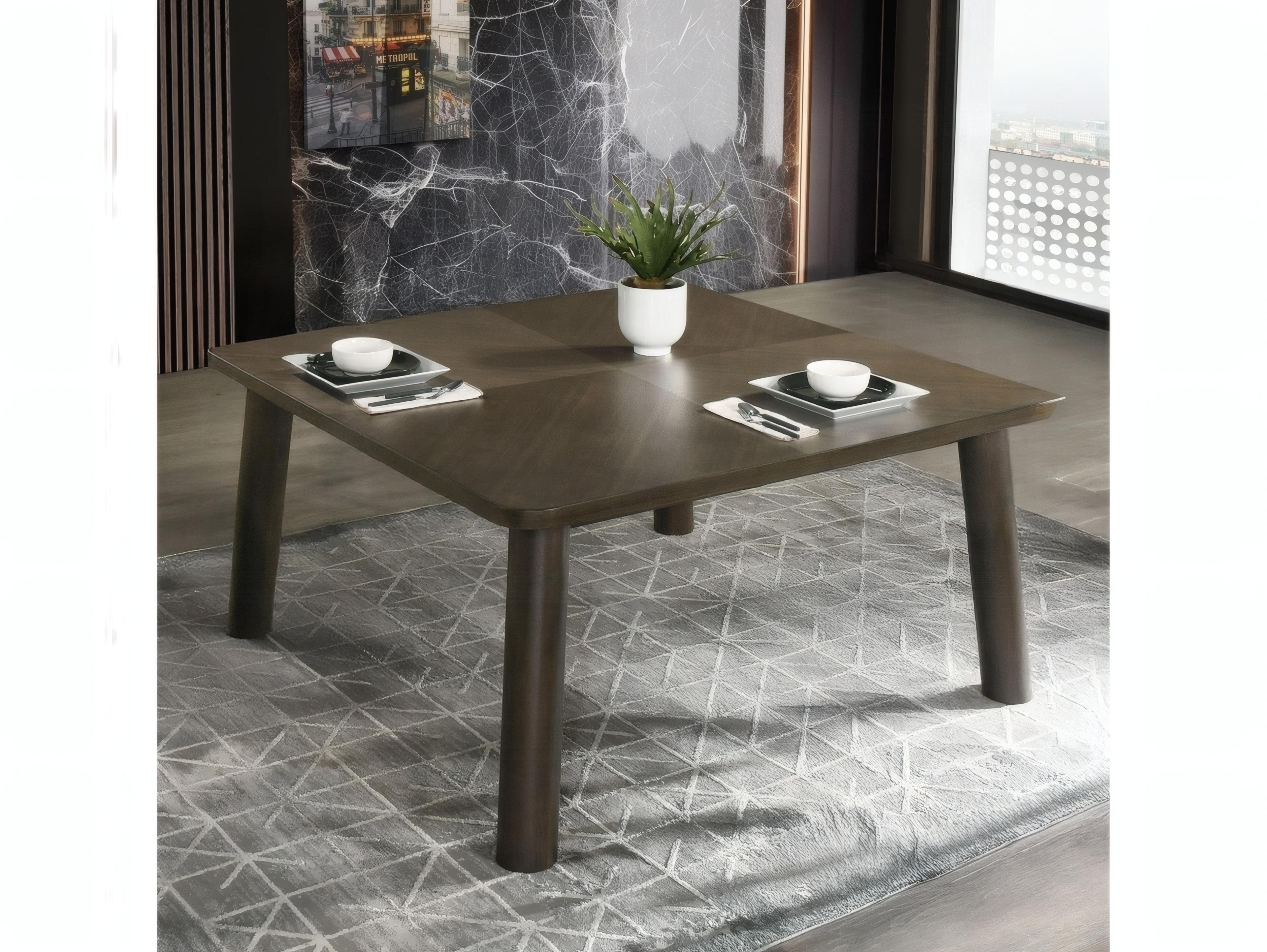 Acme Furniture Mallin Square Wood Walnut Dining Table