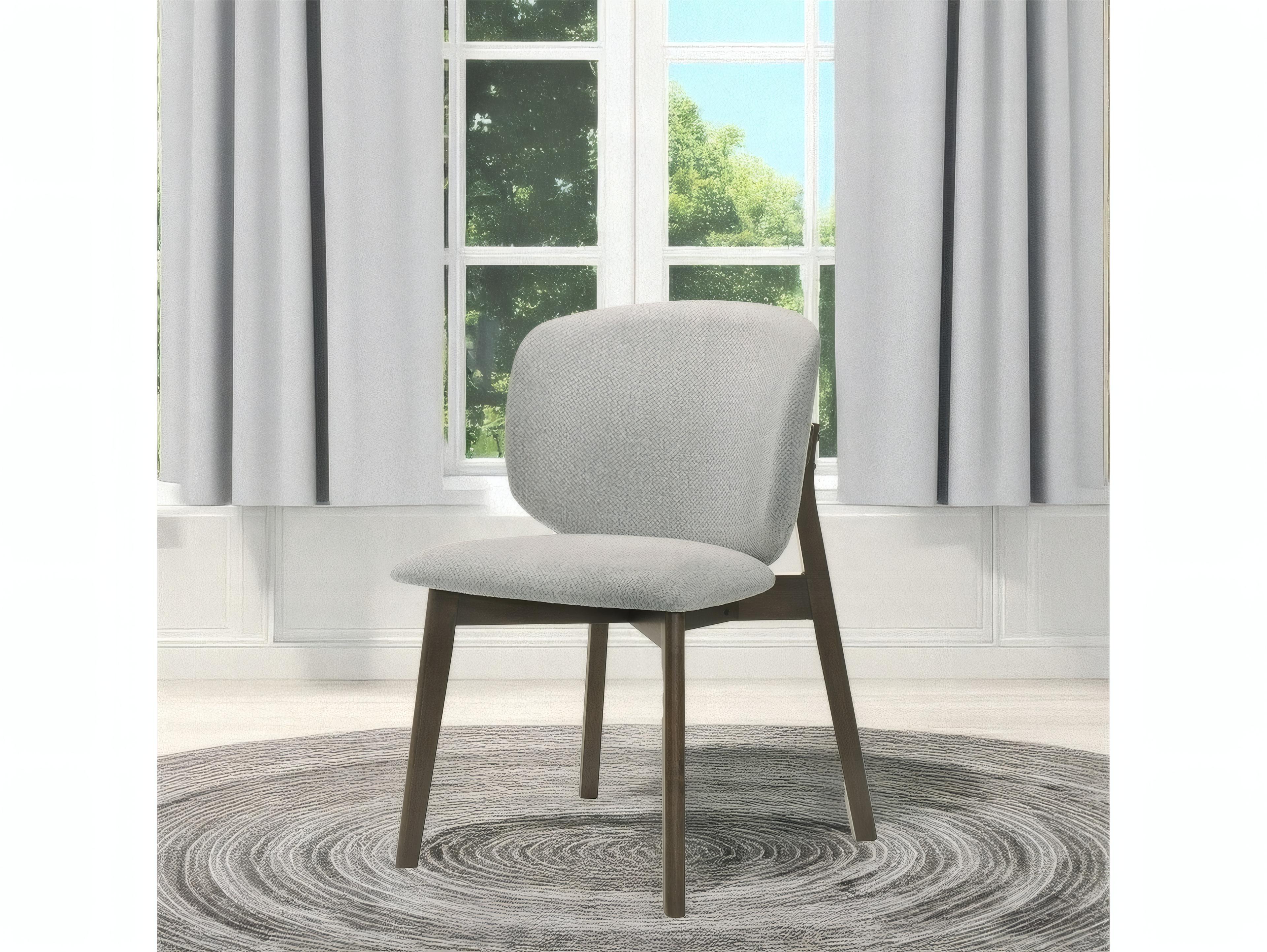 Acme Furniture Mallin Rubberwood Gray Upholstered Armless Dining Chair Set of 2