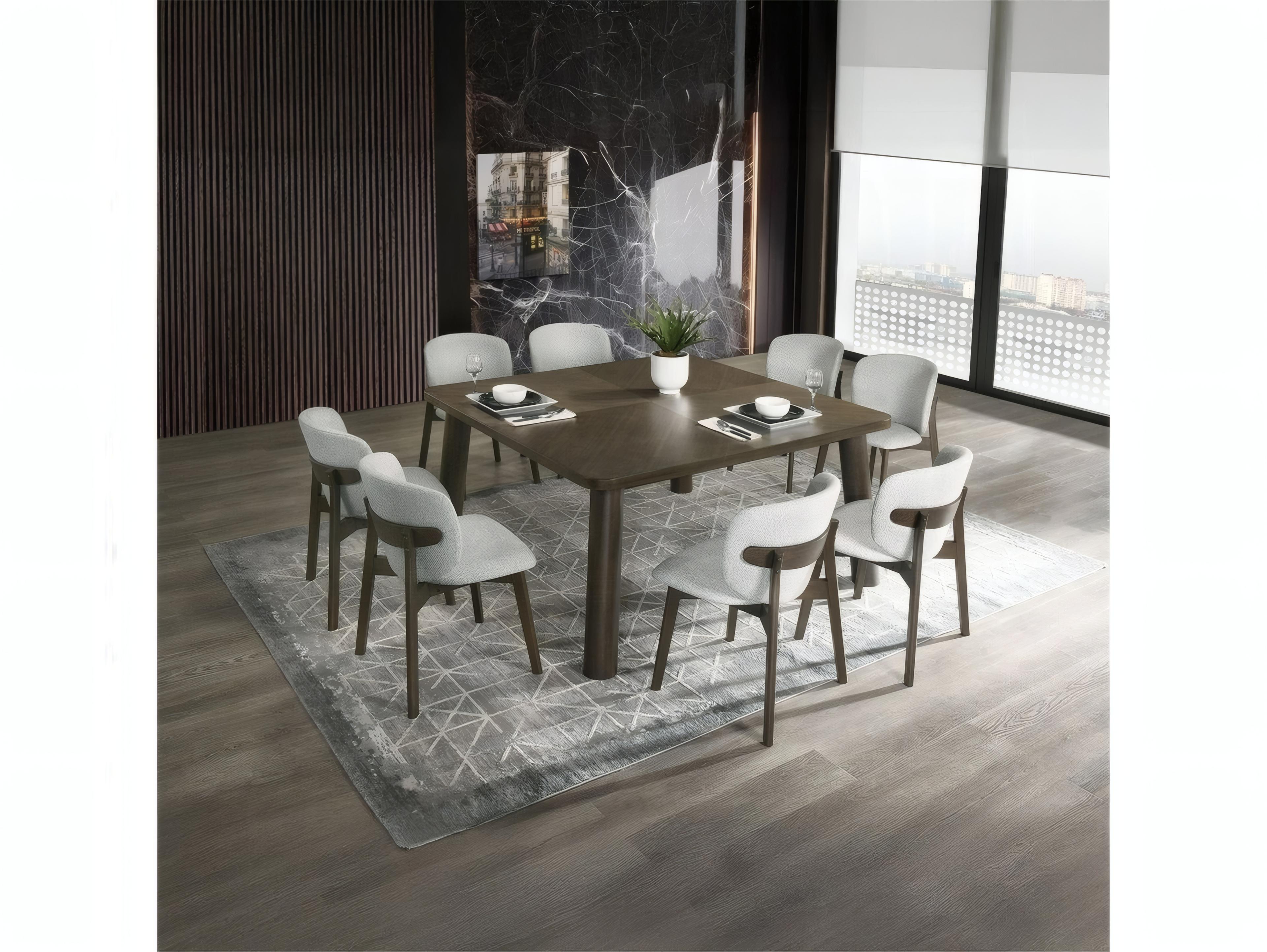 Acme Furniture Mallin Rubberwood Gray Upholstered Armless Dining Chair Set of 2