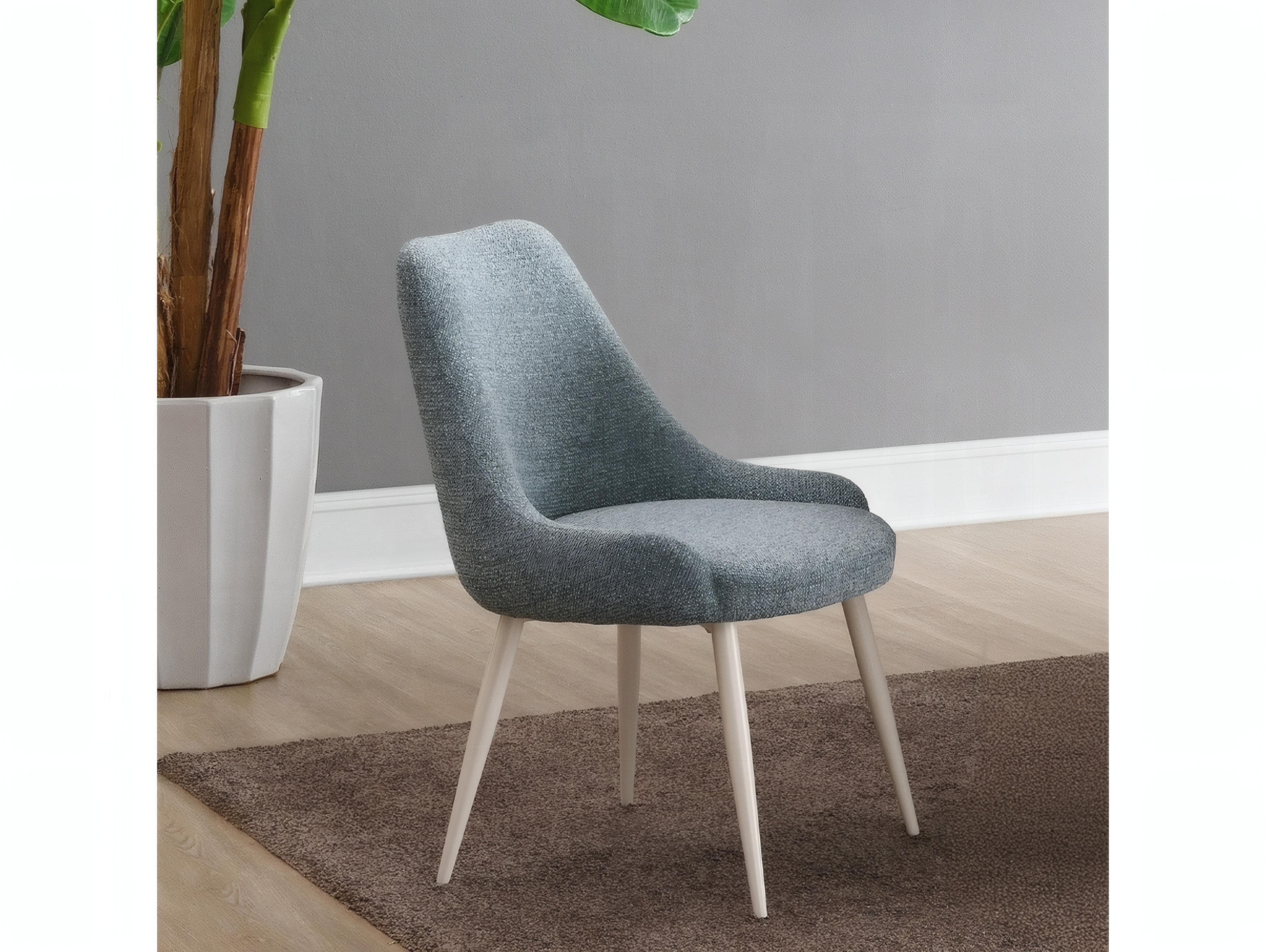 Acme Furniture Laela Blue Upholstered Armless Dining Chair Set of 2